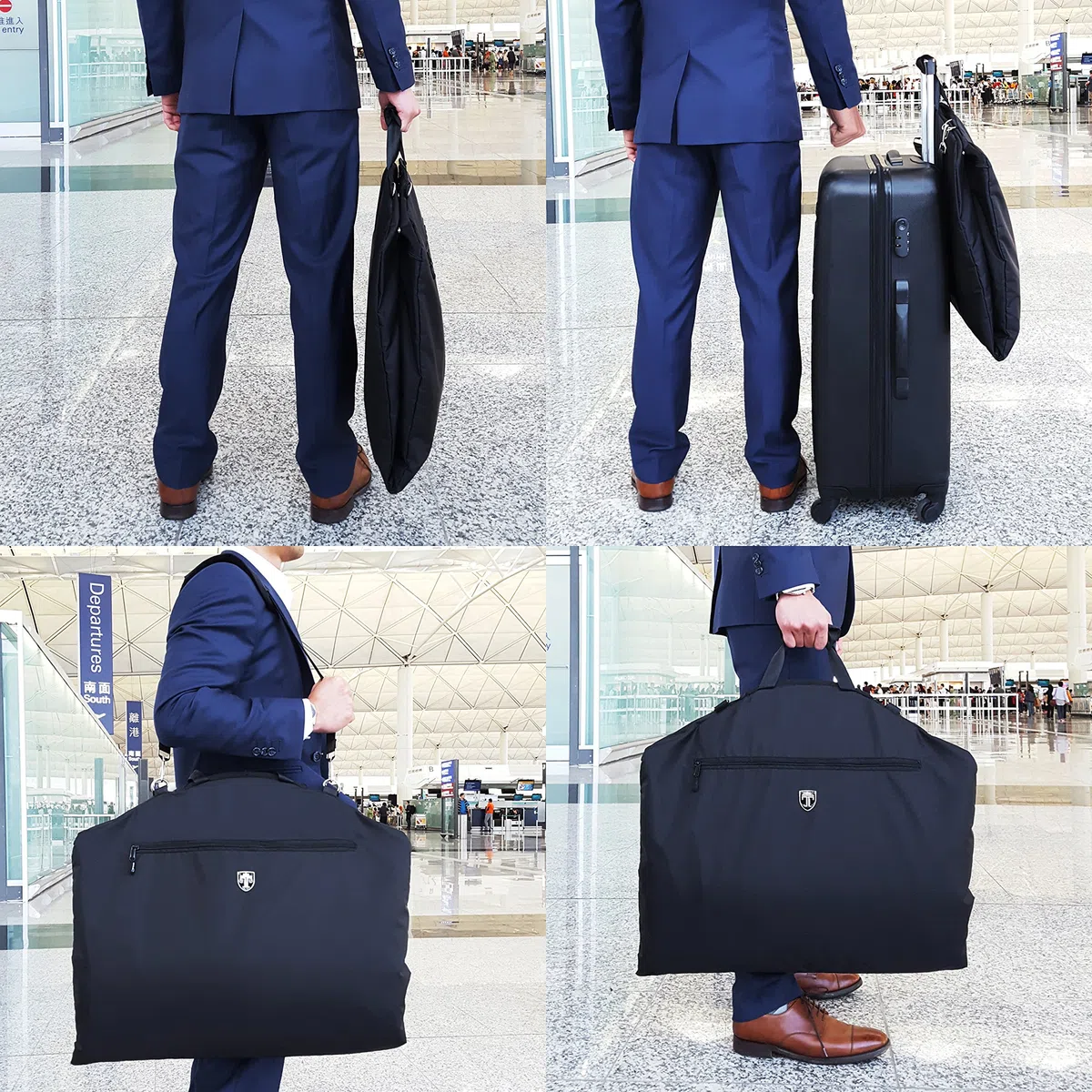 TRAVANDO Porta Abiti da Viaggio con Tasca Computer 15” integrata, Cinghia tracolla - Borsa con Manici, Copriabito, Custodia camicie indumenti, Carrier indumenti, Valigia Vestito Business