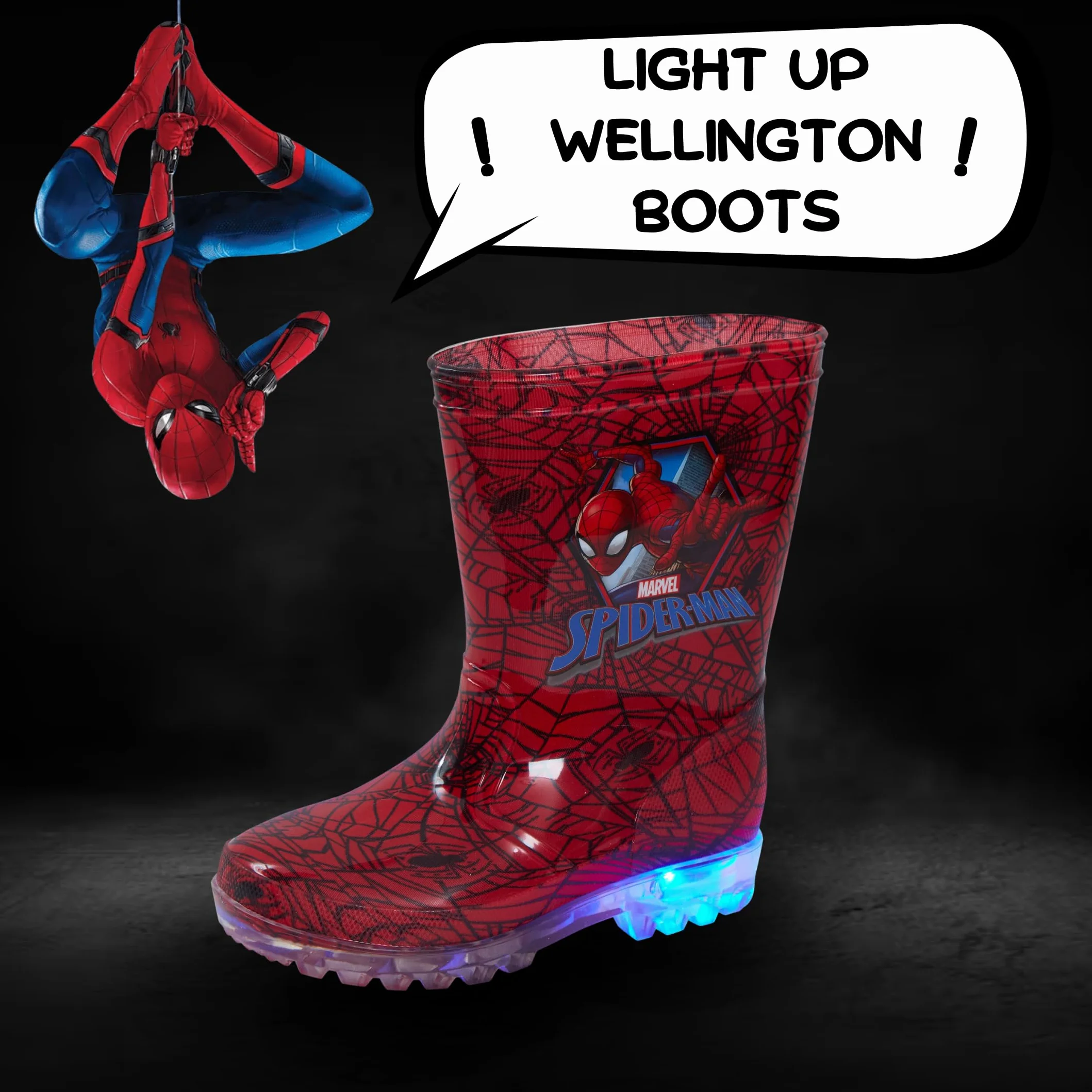 MARVEL, stivali da ragazzo con luci nel tacco, a tema Spiderman