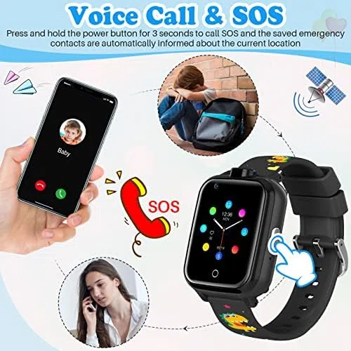 OKYUK 4G smartwatch per bambini, GPS tracker multipli stili desktop tra cui scegliere, chiamate bidirezionali, abilità dell'immagine, SOS, WLAN, touch screen impermeabile per 4-12 ragazzi e ragazze