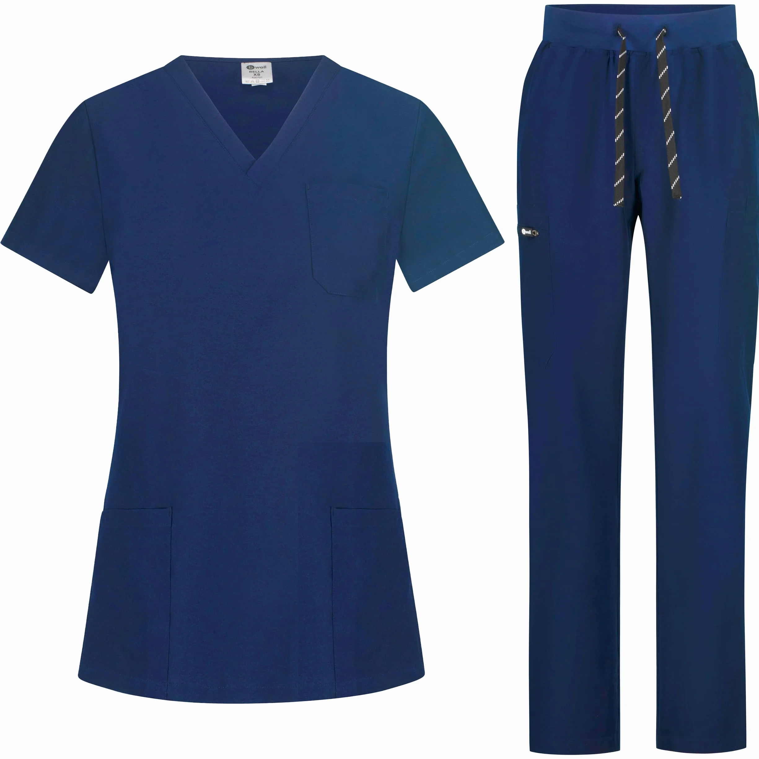 B-well Bella Divisa Sanitaria Donna Elastica | Uniforme Sanitaria Donna | Set con Casacca e Pantalone | Divise Sanitarie | con spandex
