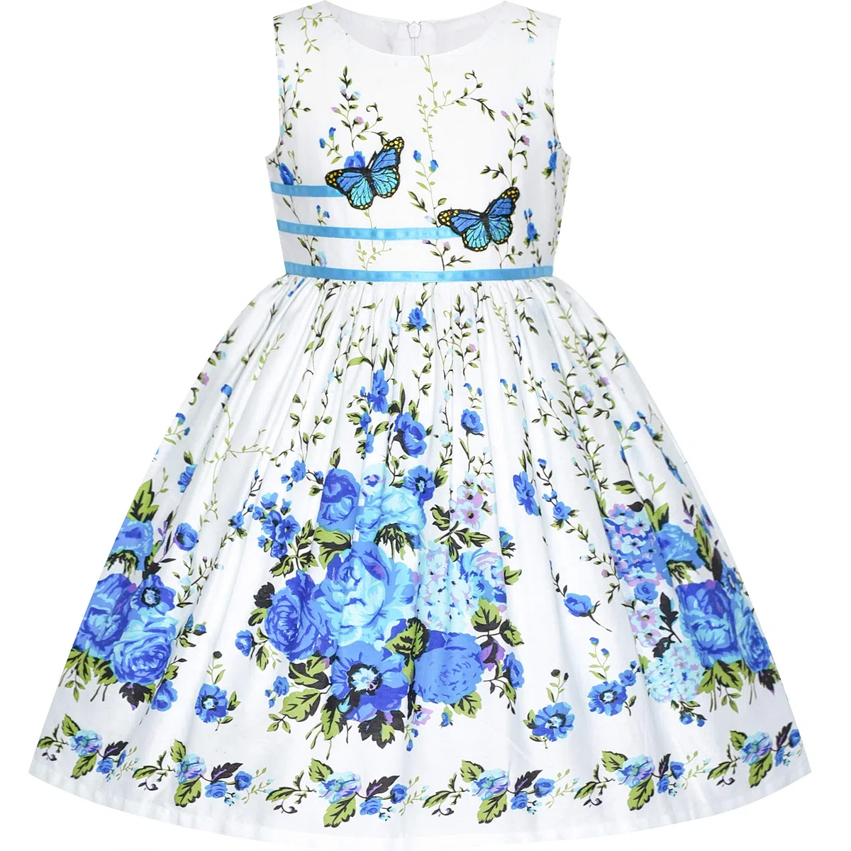 Sunny Fashion Vestito Bambina Viola Rosa Fiore Doppio Cravatta a Farfalla Festa Bambini Sole 4-12 Anni