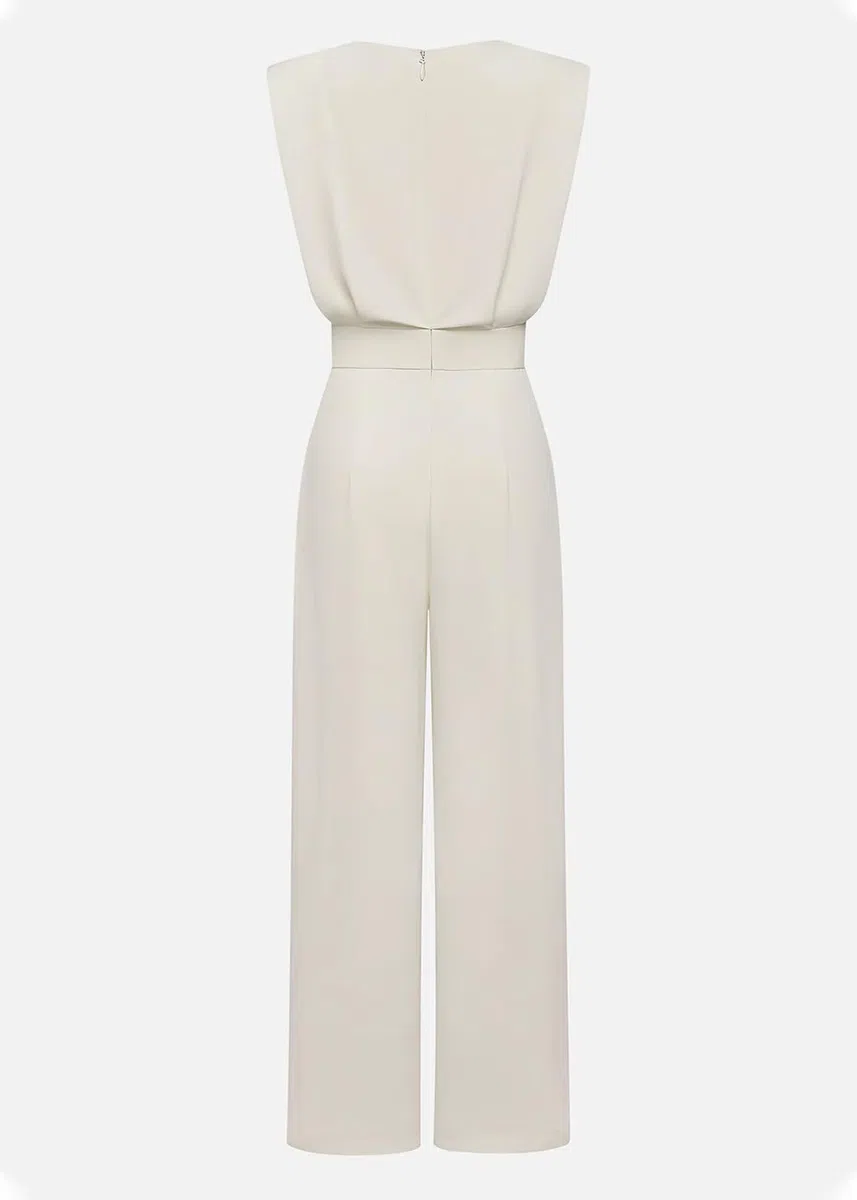 shownicer Tuta da Donna Elegante Senza Maniche Girocollo Jumpsuit Pantaloni a Gamba Larga Tinta Unita Playsuit
