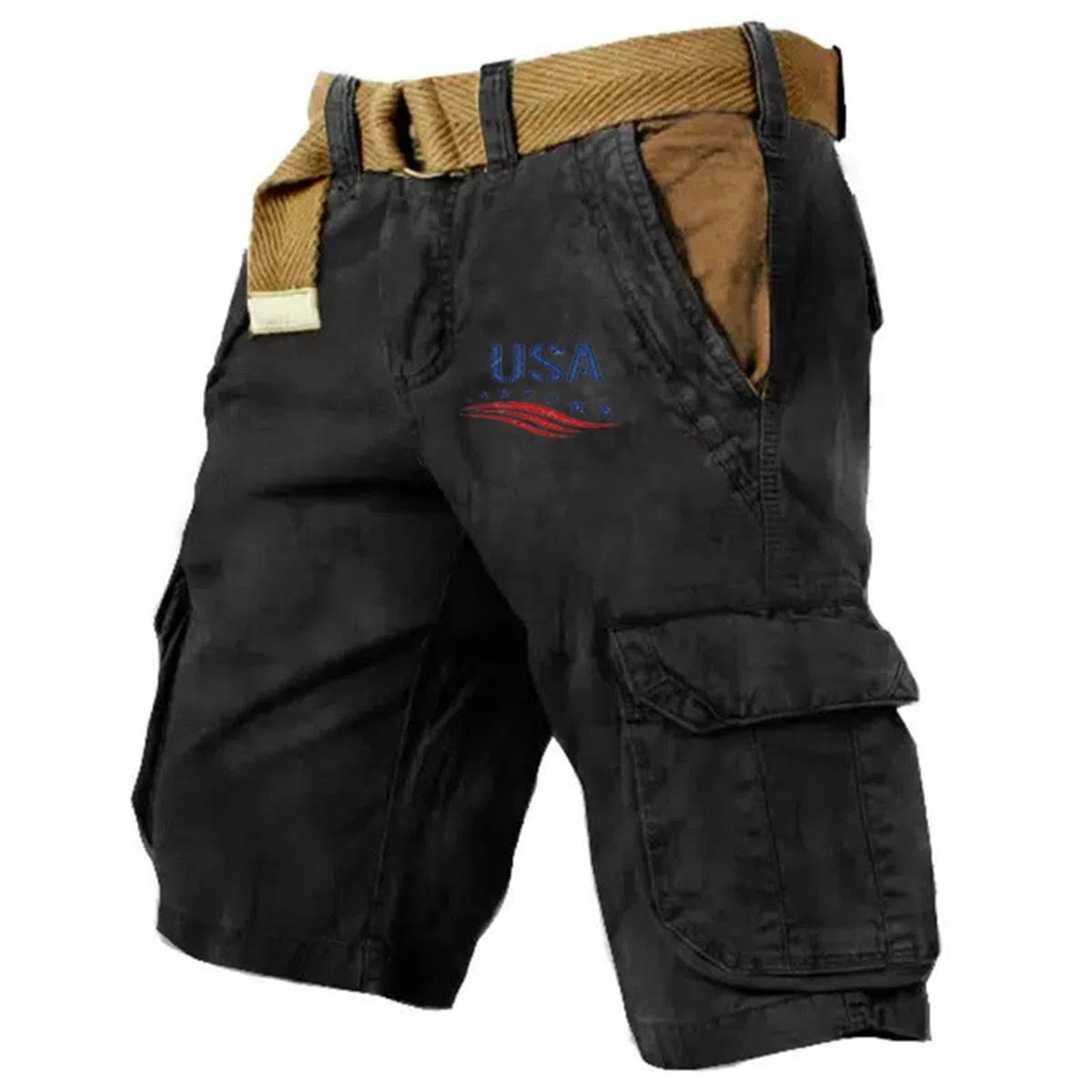 Pantaloni Cargo Corti Uomo Estivi Bermuda Con Tasche Laterali Vita Elasticizzata Militare Cotone Sportivo Pantaloncini Da Lavoro Multi-Tasca Casual Taglie Forti Leggero Shorts Classico Vintage Comodi