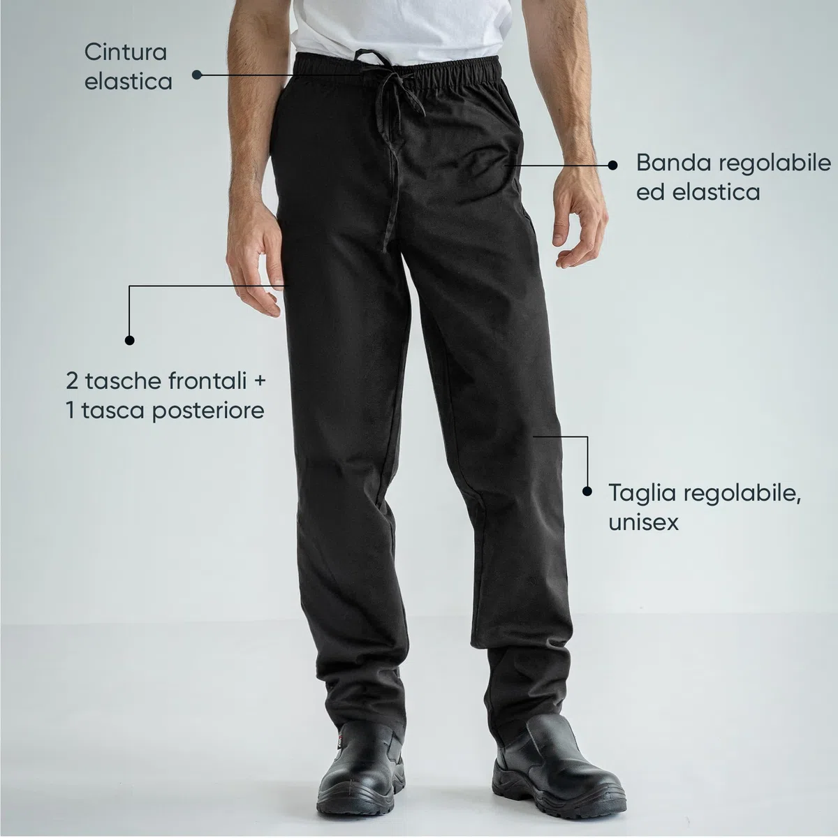 PALLTEX Carlo Pantaloni da Cuoco Uomo Con Coulisse e Taglia Elastica EN 1368