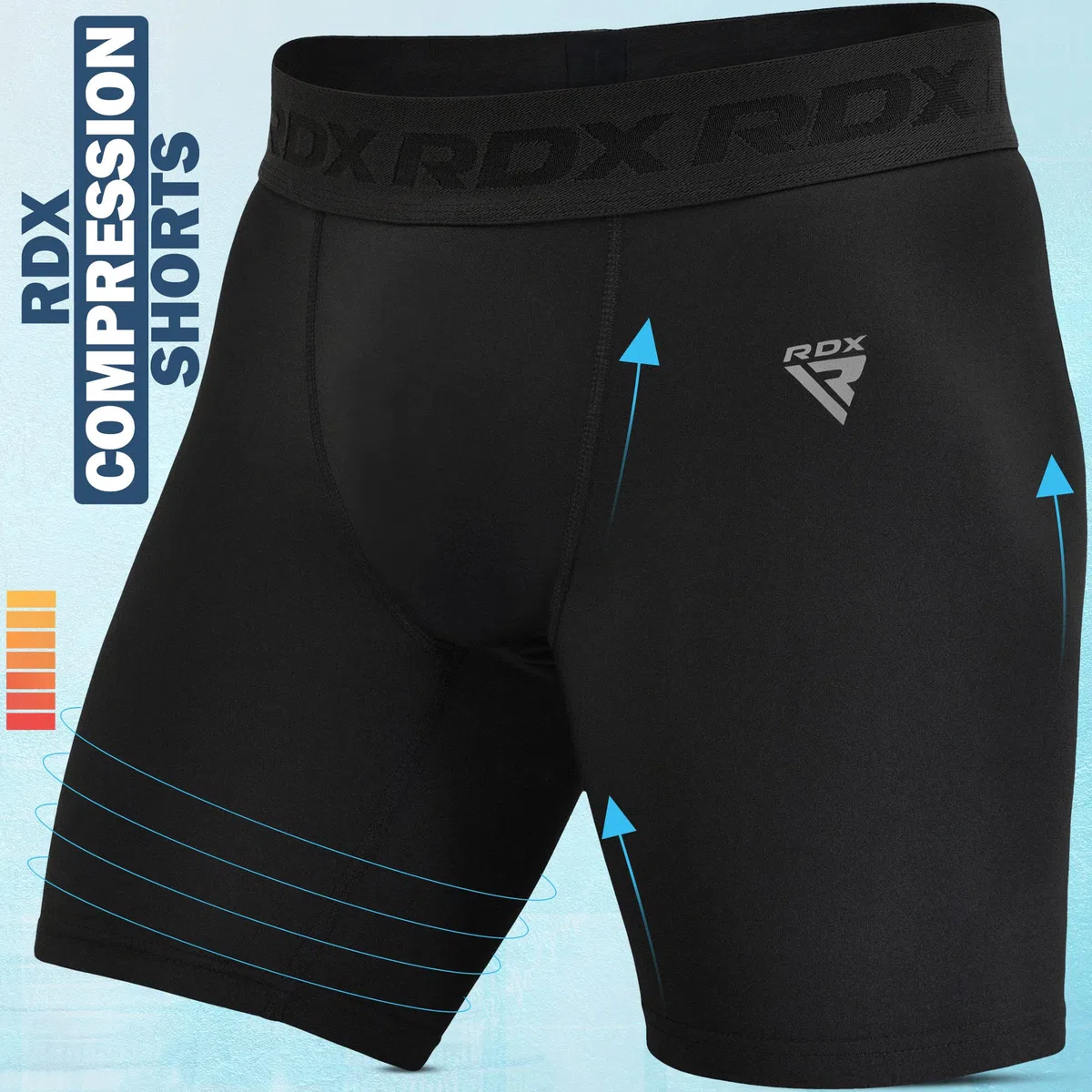 RDX Compressione Pantaloncini, Uomo MMA Boxe Termici Sudore Pugilato Shorts Palestra Muay Thai Kick Boxing, Base Layer Boxe Shorts per la Arti Marziali Grappling Fitness Sport Palestra Sportivi Nero