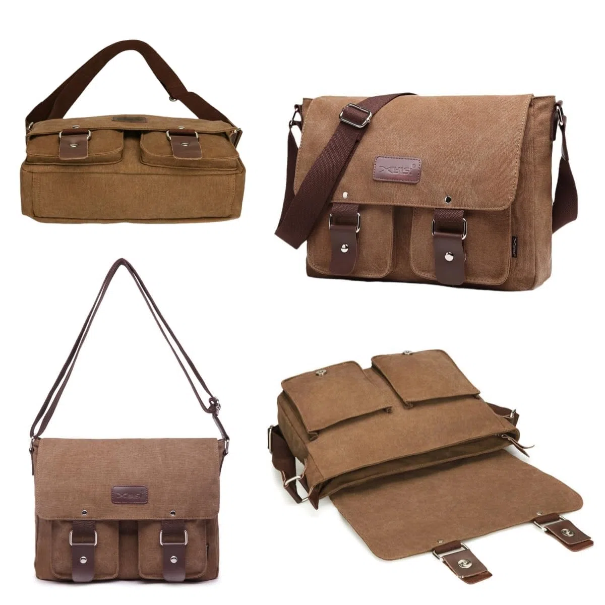 flintronic Borsa Messenger Unisex, Borsa Tracolla in Tela, Casuale Borselli da Uomo, Tasche Multiple e Grande Capacità, per Viaggi All'aperto, Pendolari, Lavoro