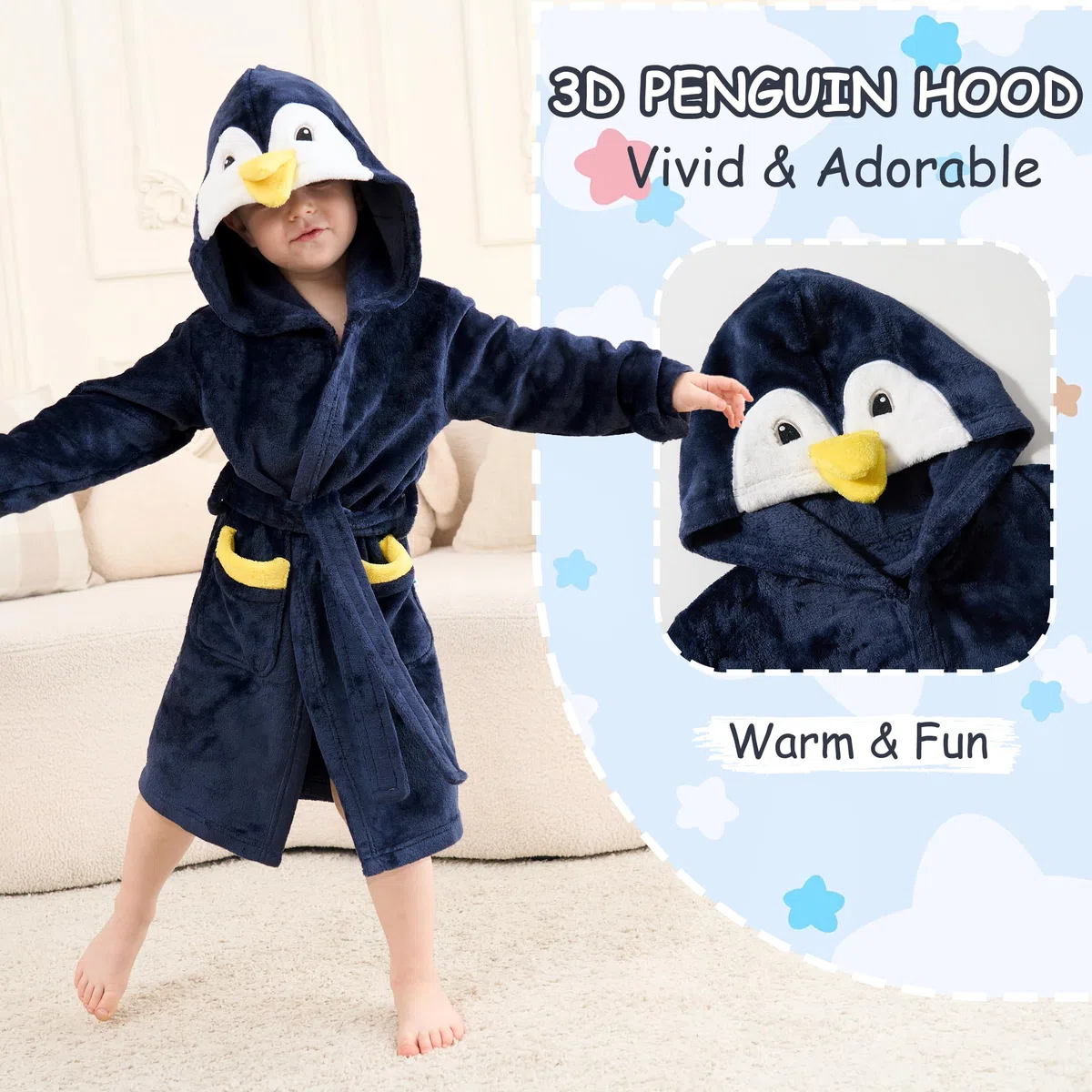 LOLANTA Bambini Caldo Morbido Accappatoio Animale, Loungewear in Pile Soffice con Cappuccio, 2-8 Anni