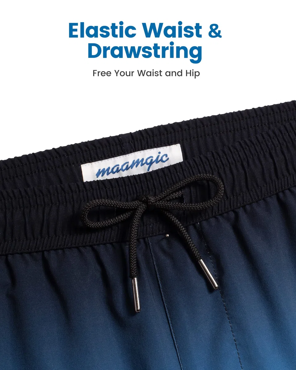 maamgic Uomo Costume da Bagno Corto 2-in-1 Compressione Pantaloncini da Surf 7 Pollici Interni Asciugatura Rapida Shorts con Tasche