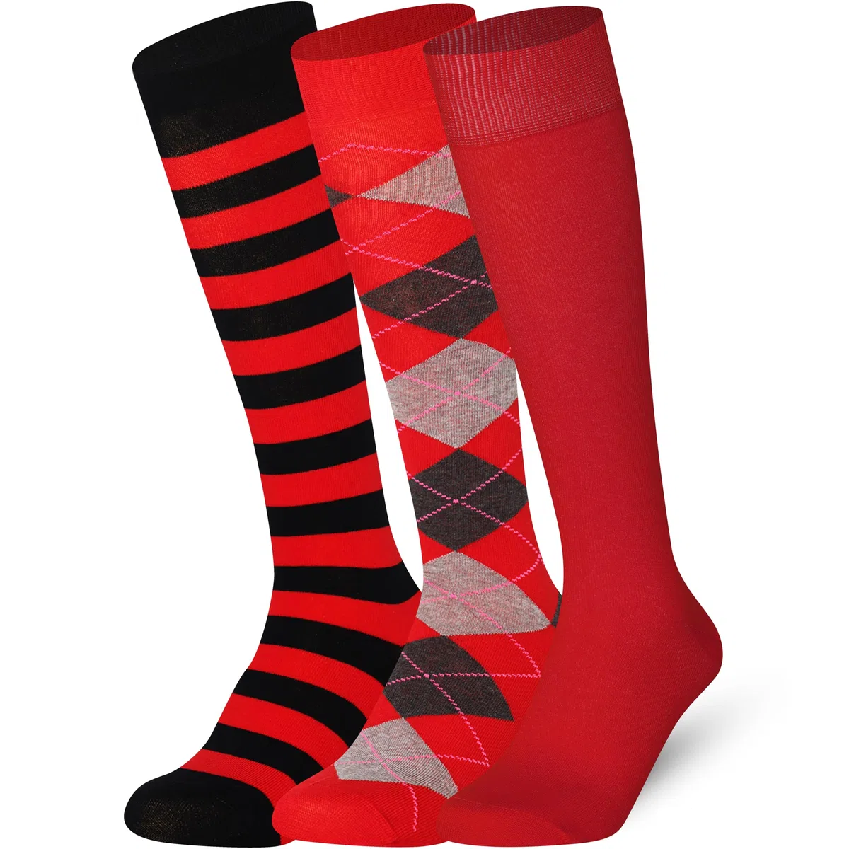 Mysocks, Calzini Alti Fino Al Ginocchio, 3 Paia Unisex Multi-Design, Cotone Pettinato Di Qualità, Punta Senza Cuciture