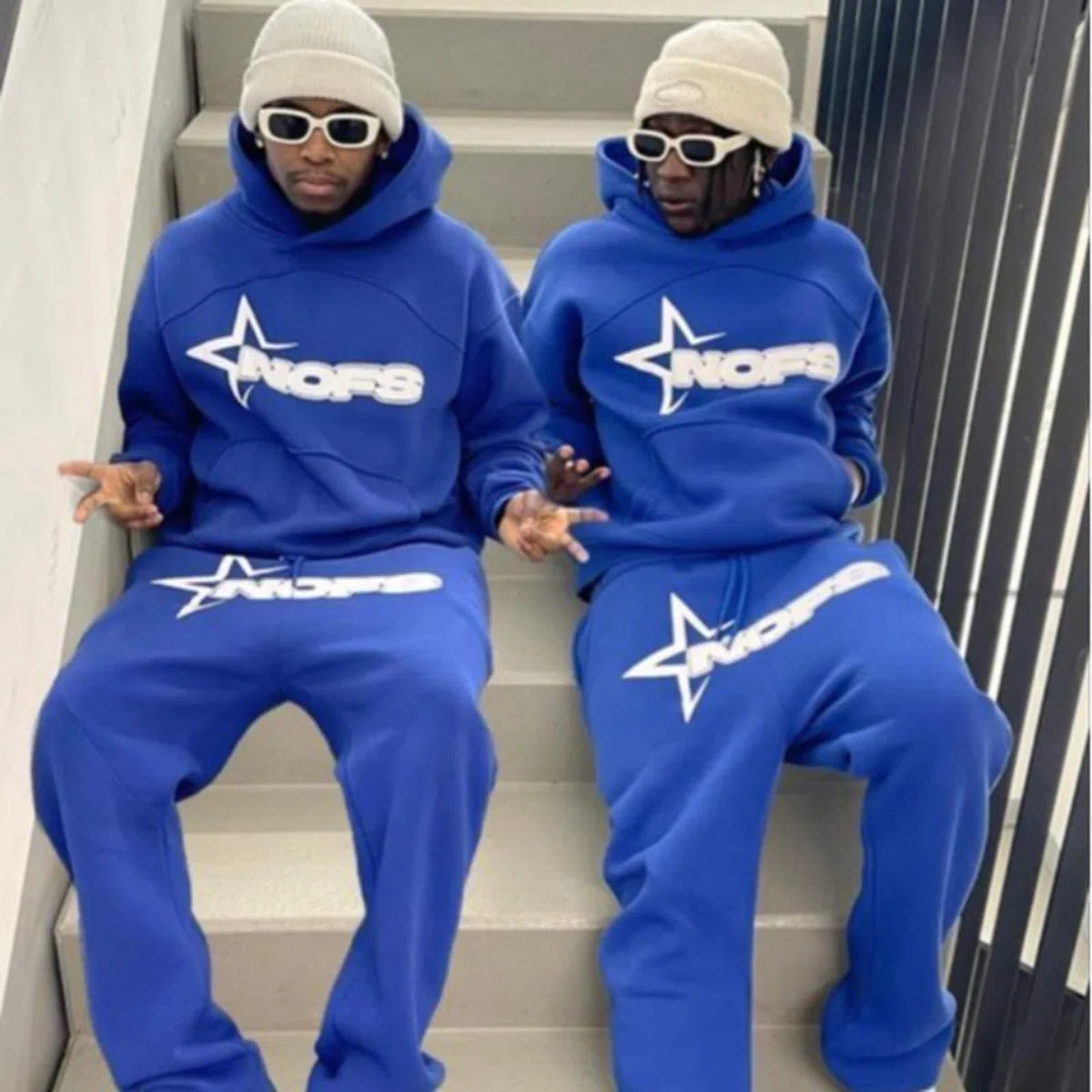 Tuta da jogging da uomo, 2 pezzi, tuta da ginnastica con lettere stampate, con cappuccio e pantaloni da jogging Y2K Hip Hop Streetwear oversize, per il tempo libero, per l'inverno, in cotone caldo