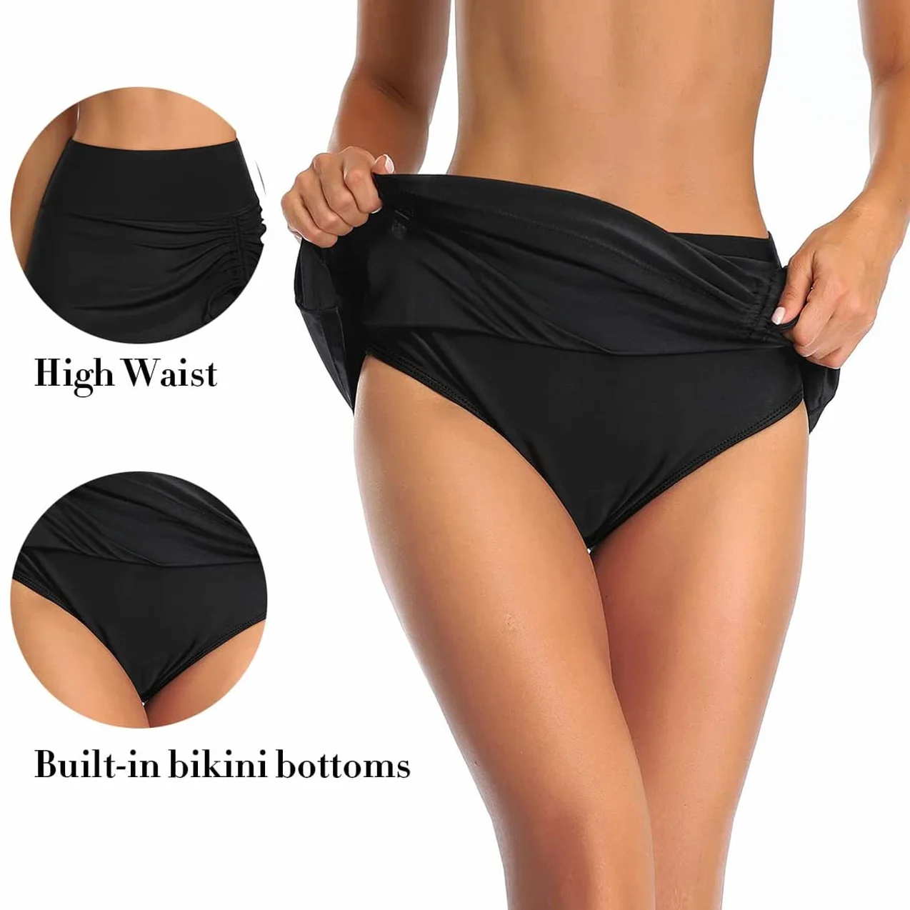 Pantaloncini da Nuoto Donna Drawstring Vita Alta Costumi da Bagno Asciugatura Rapida Spiaggia Costume da Bagno Elastico Sportivi per Lo Yoga Jogging Piscina