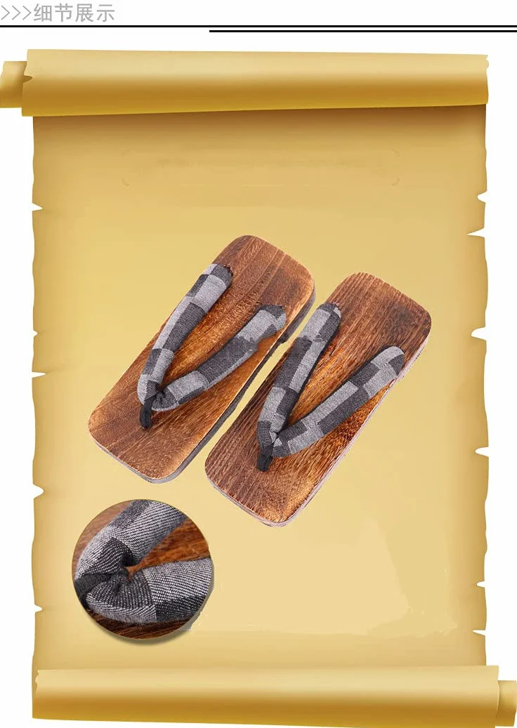 Zoccoli in Legno da Uomo, Sandali Geta Giapponesi, Pantofole Tradizionali con Suola Larga, Flip Flops
