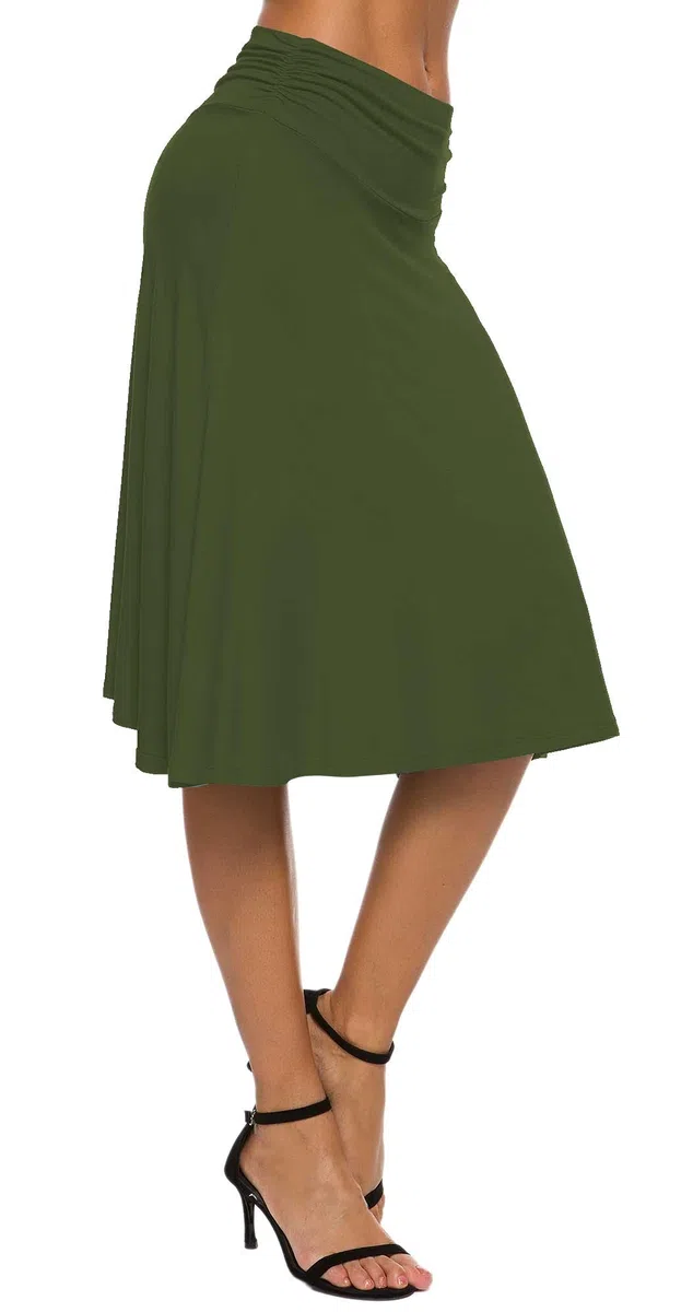 Donna Elegante Casual Elastico Midi Yoga Gonna Piega Media Vita Svasato A-Line Gonna