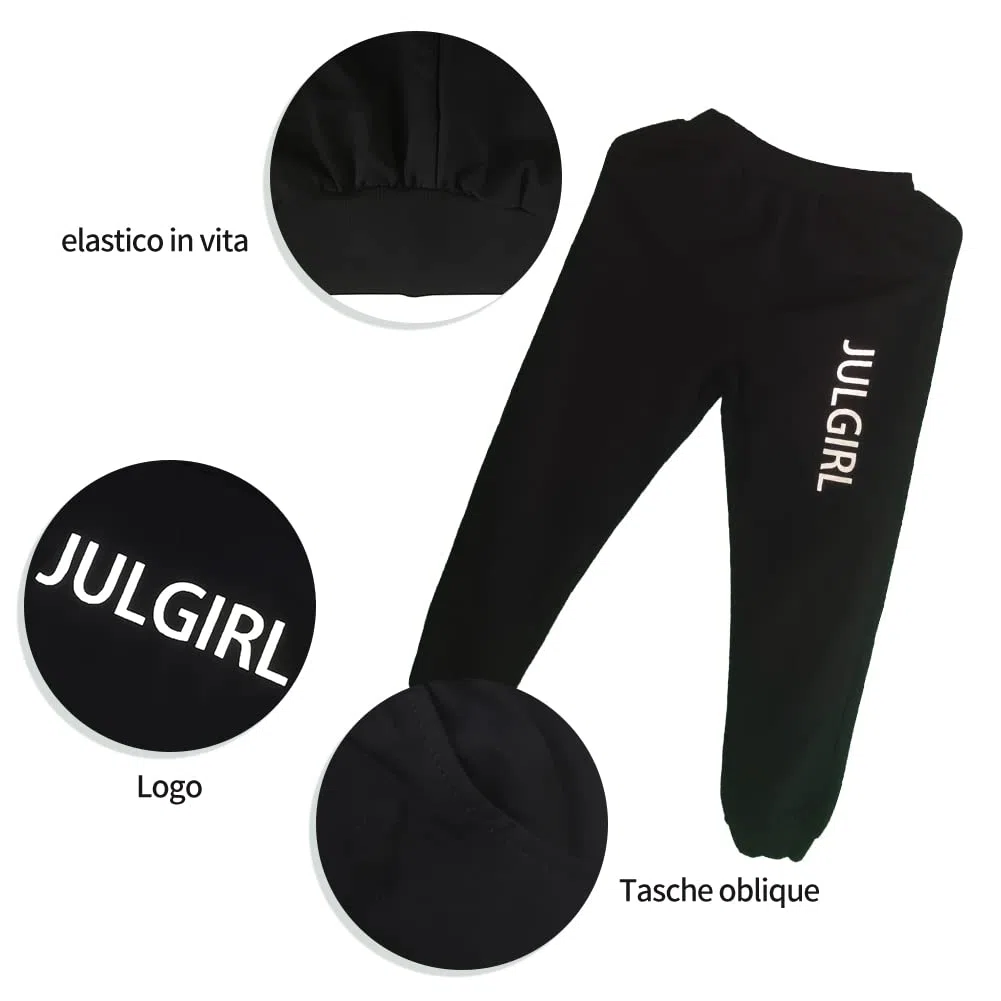 Tuta Bambini, Completo Felpa con Cappuccio e Pantaloni, Set da 2 Pezzi, 3-12 Anni, Cotone, Streetwear Y2K per Ragazze e Ragazzi
