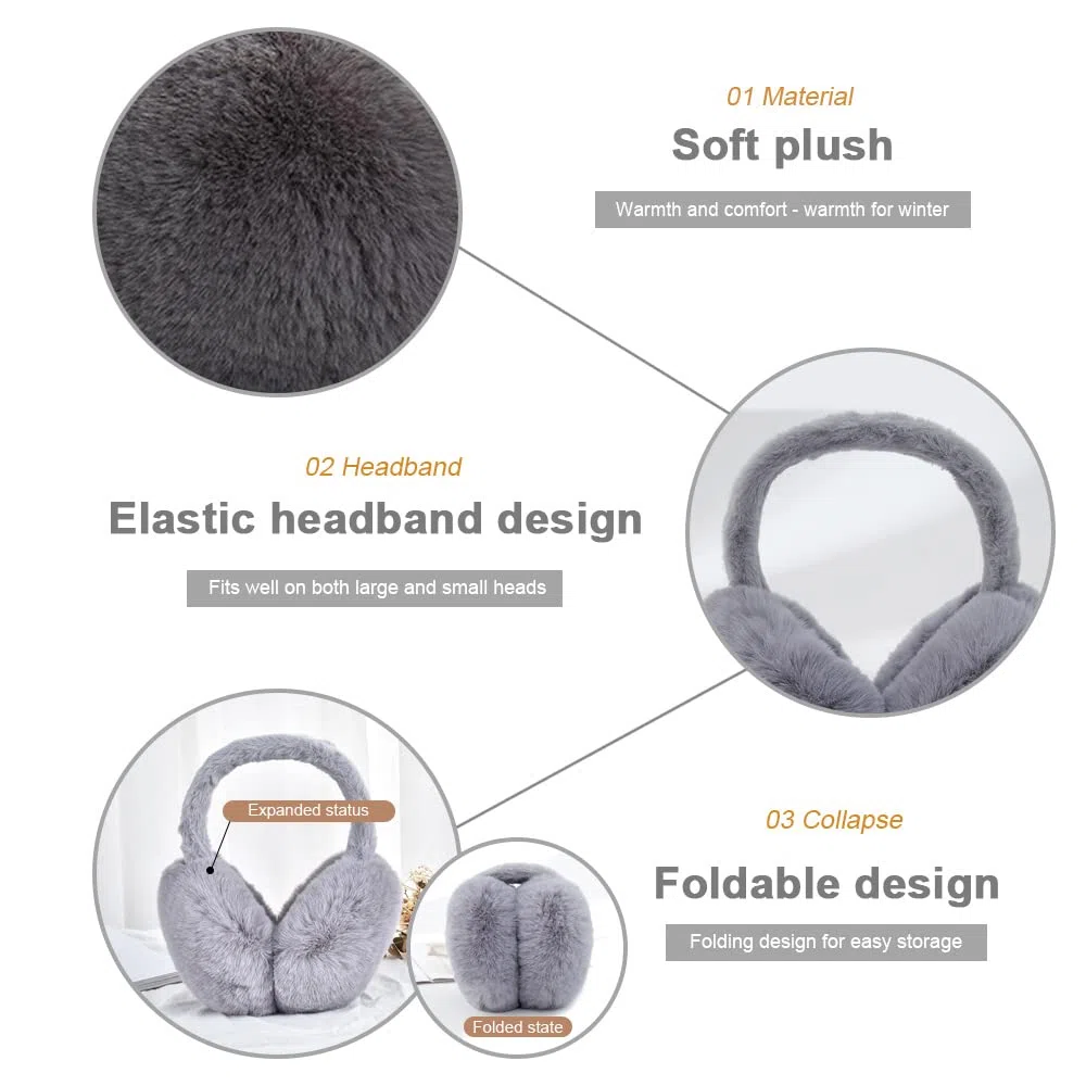 Paraorecchie per Donne Ragazze Caldo Plush Earmuffs Invernali Regolabile Pieghevoli Paraorecchie Morbidi Carino Peluche Copriorecchie Antivento Freddo Scaldaorecchie per Esterno