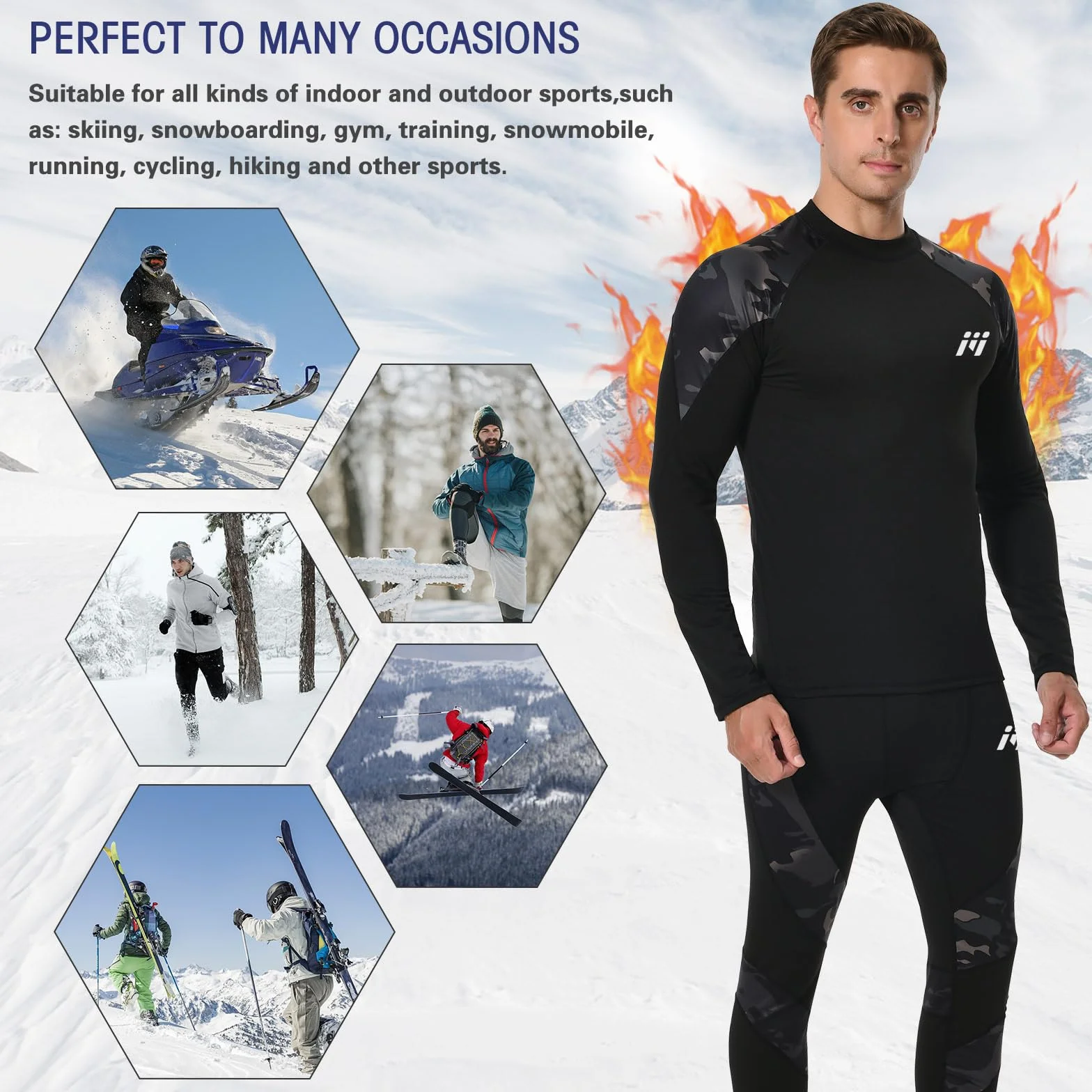 MEETWEE Thermal Underwear Set Biancheria Intima Termica da Uomo