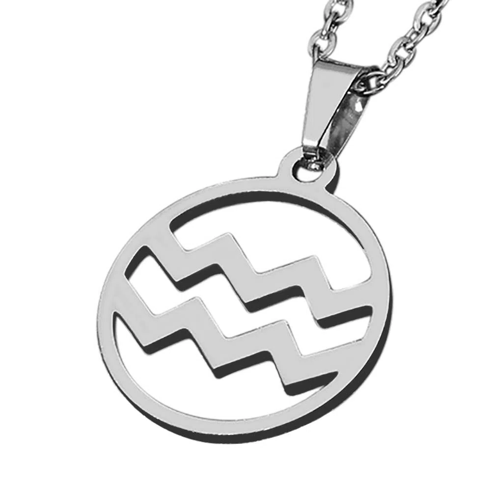 ZENSE - Collana zodiaco Acquario da uomo ZP0244, diametro 2 cm, con catena