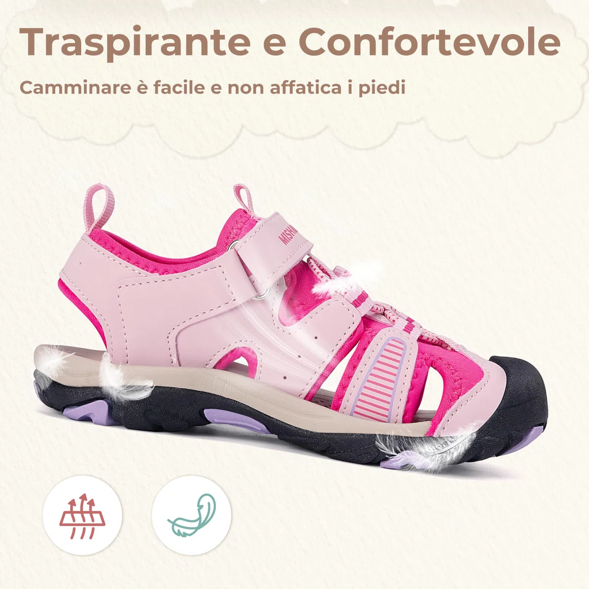 Mishansha Sandali Bambino Bambini Punta Chiusa Sandalo Sportivi Traspirante Antiscivolo Estivi Gr.24-38