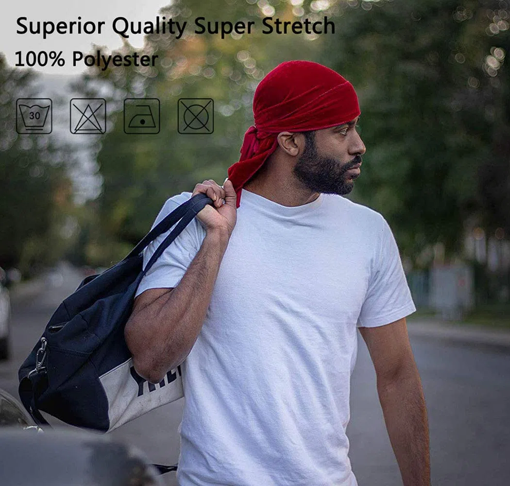 Velluto Durags per Uomini Onde 2/4 Paia Extra Lungo Coda Du-rag Più Colori Du Stracci per Onde per Onde