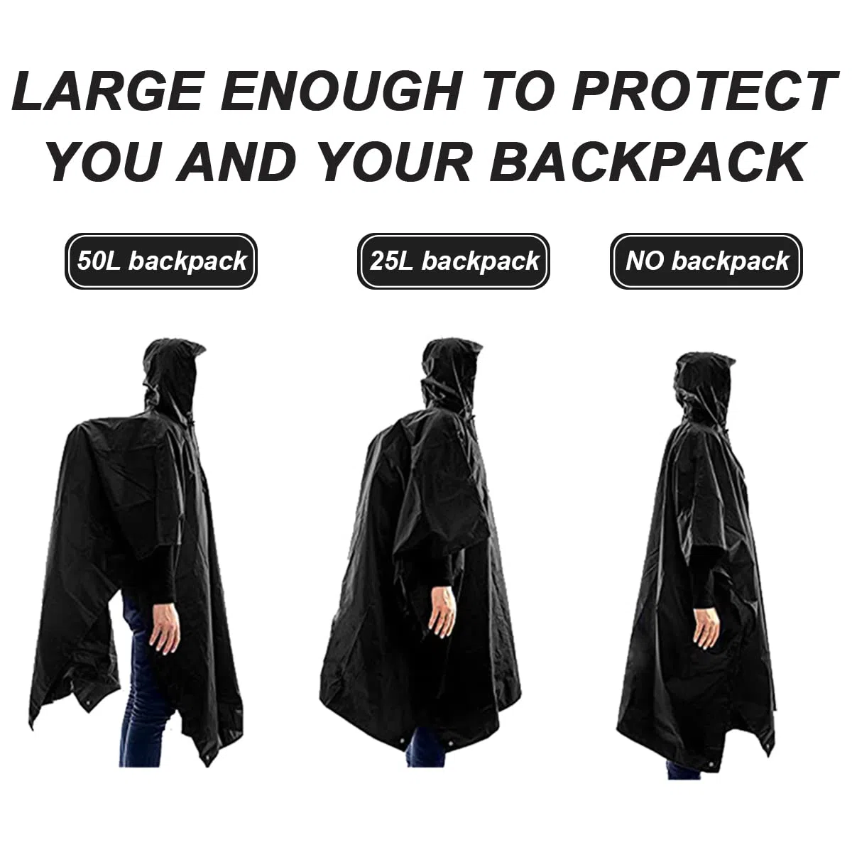 HYCOPROT Poncho Impermeabile, Multifunzionale Impermeabile 210T Oxford Riutilizzabile Pioggia con Cappuccio e Tasca Sul Petto, Poncho Antipioggia per Trekking Campeggio Pesca Escursione