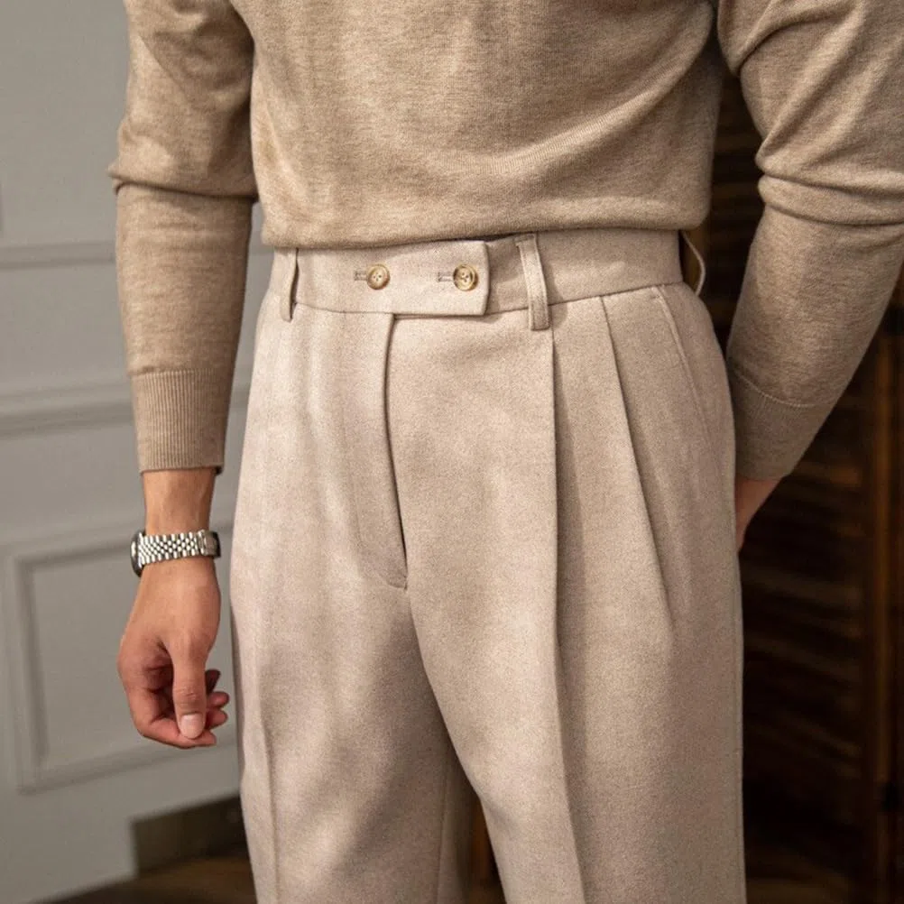 Pantaloni da Abito Uomo Pantaloni Retro Tailored Trousers Classica Pantalone Eleganti Taglio Dritto Pantaloni da Lavoro Stile-Britannico Pantaloni Completo Chino Pantaloni Leggeri