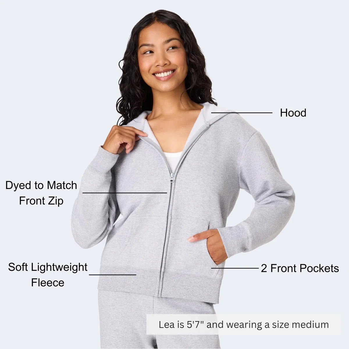 Hanes Felpa con Cappuccio da Donna in Jersey con Zip Camicia Donna