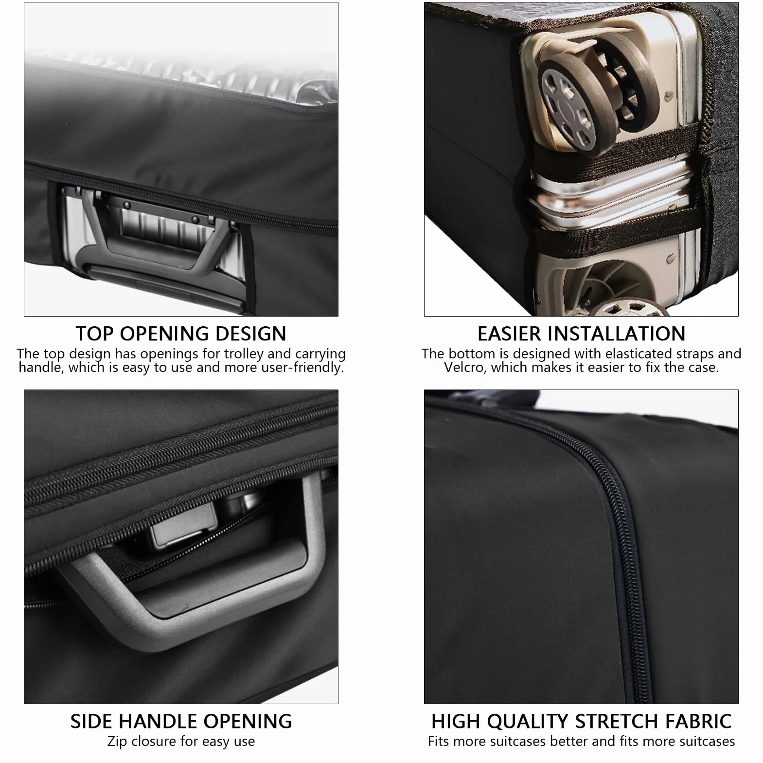 Veki Custodia Protettiva Valigia da Viaggio, Coprivaligia Trasparente, Anti-Polvere Copertura, Copri Valigia Impermeabile, Antigraffio Protettore di Bagagli Luggage Cover (Nero, 28 Pollici)