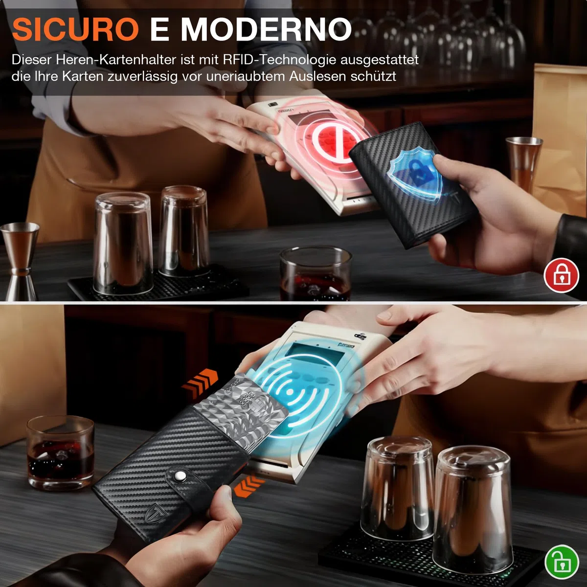 TENBST Portafoglio Uomo & Donna | Porta Carte di Credito 10 carte | Porta Tessere Uomo con Portamonete e Scomparti Banconote | Portacarte Uomo con RFID Protezione Anticlonazione - Regalo per Auto