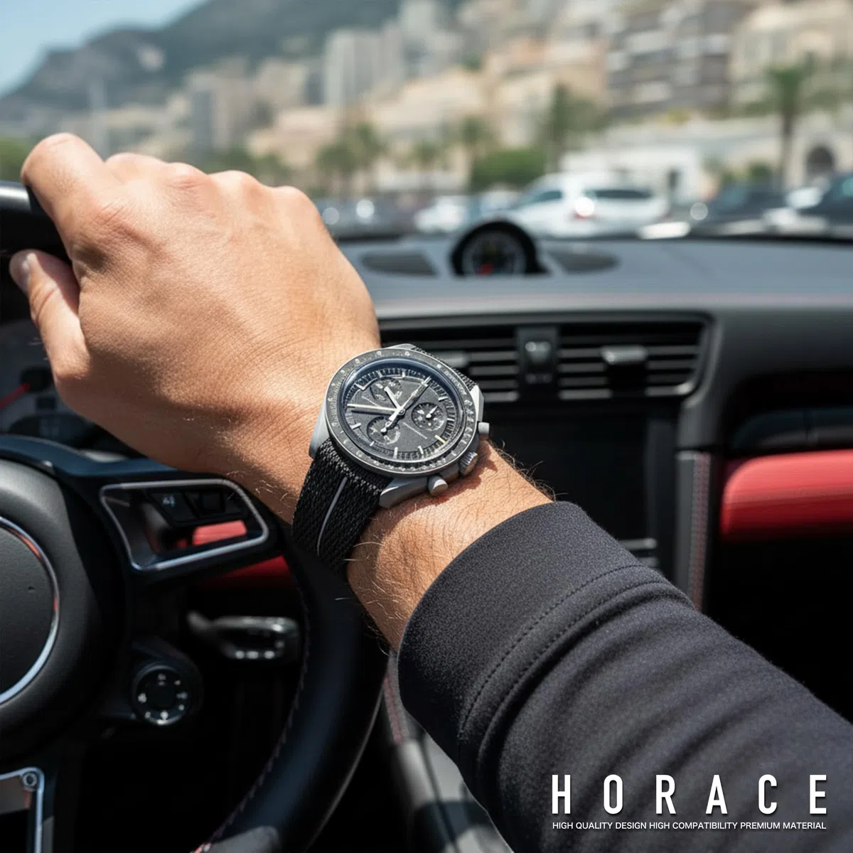 HORACE Cinturino universale da 20 mm in silicone LSR con sgancio rapido – Texture premium con linea colorata – Compatibile con Omega x Swatch MoonSwatch