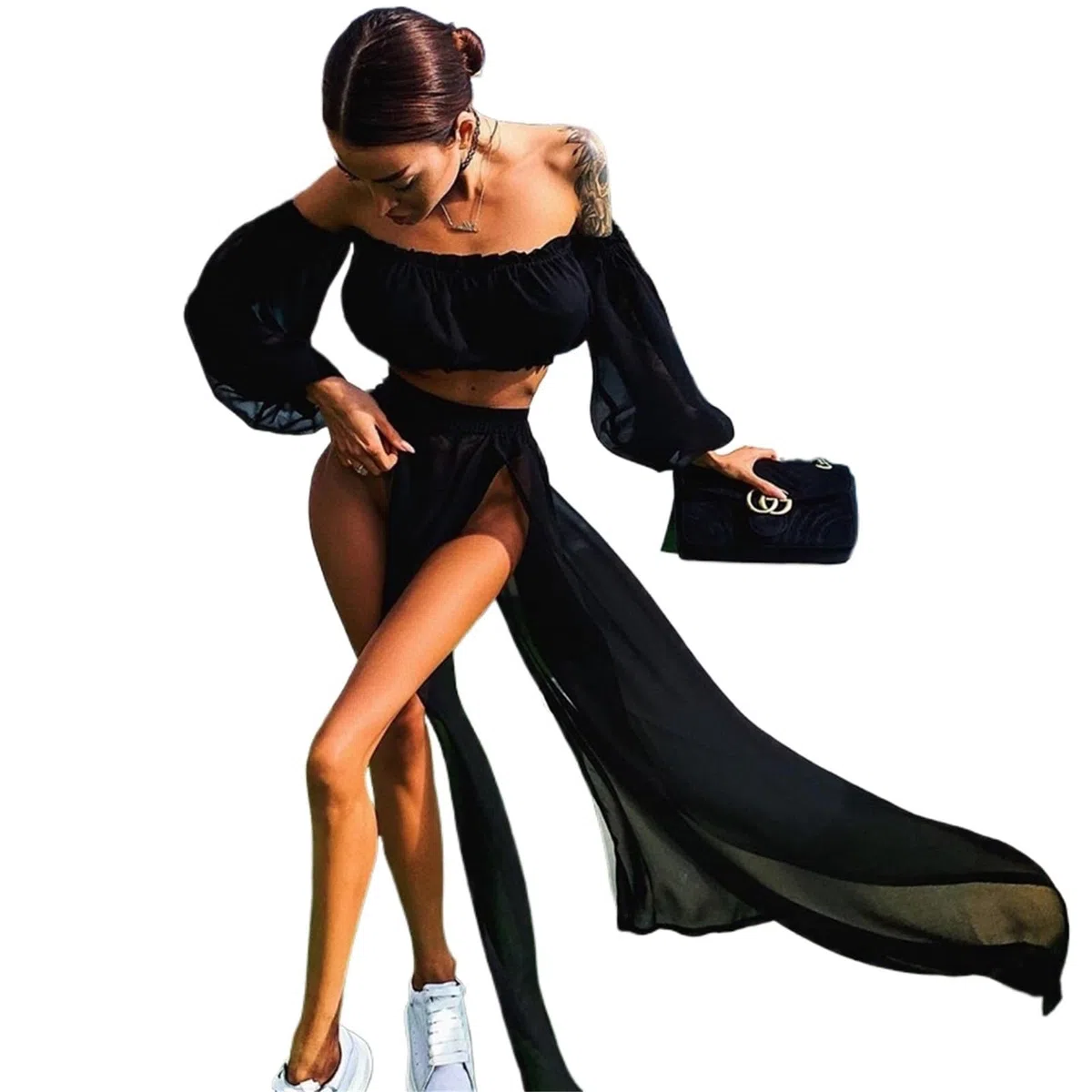 Copricostume Da Spiaggia Bikini Donna, A Maniche Lunghe, Con Gonna, For Accappatoio, E Abbigliamento