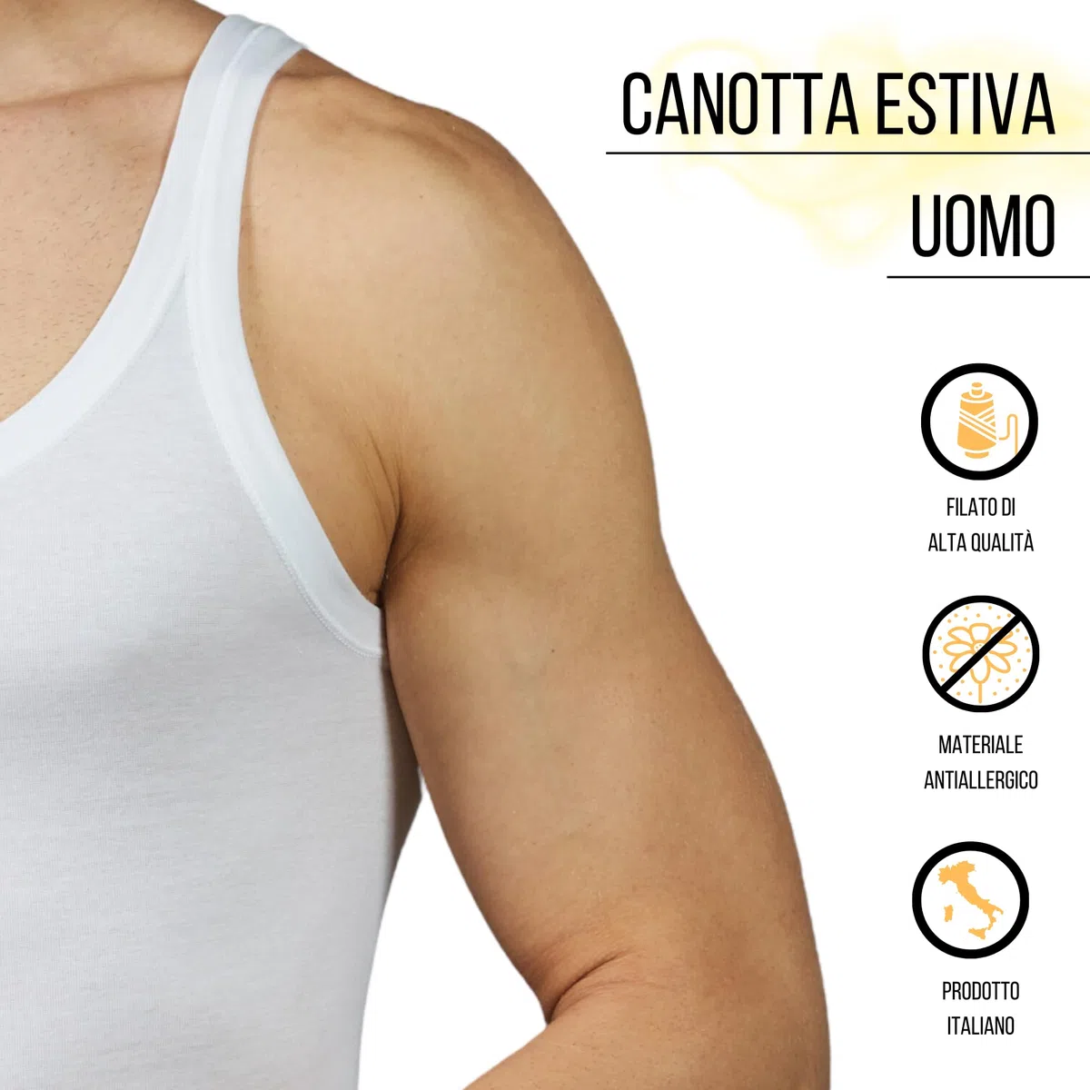 VP PINUCCIO VENEGONI Set 3 Canottiera Intima Uomo Spalla Stretta Cotone Mercerizzato 100% Canottiere Vogatore Intimo Canotta Spallina Canottiera Bianca