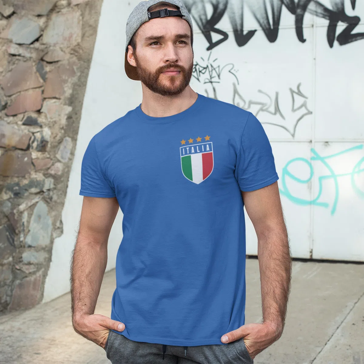 Maglietta da uomo con bandiera italiana, retrò, maglietta per tifosi del paese di calcio, maglietta da rugby italiana