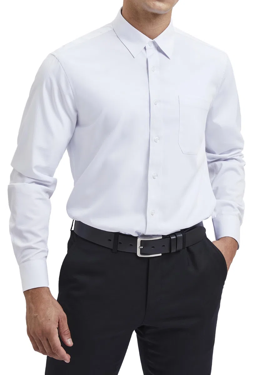 HISDERN Camicia da Uomo a Maniche Lunghe Camicia da Lavoro in Fibra di bambù Camicia Elegante Causale Non Stirata vestibilità Regolare con Tasca S-4XL