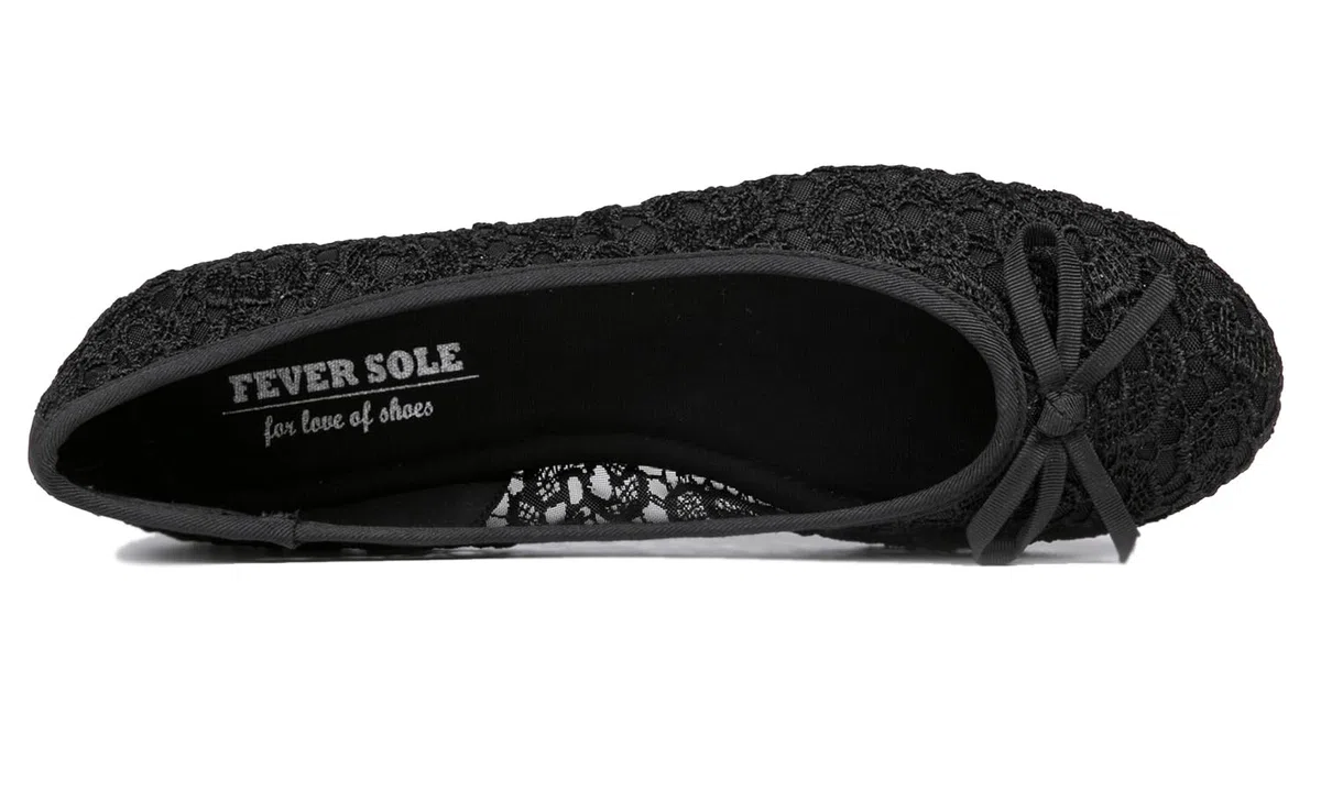 Feversole Round Toe Lace Ballet Crochet Flats,Scarpe comode e Traspiranti da Donna, comode Scarpe Traspiranti da Donna con Punta Tonda e Lacci