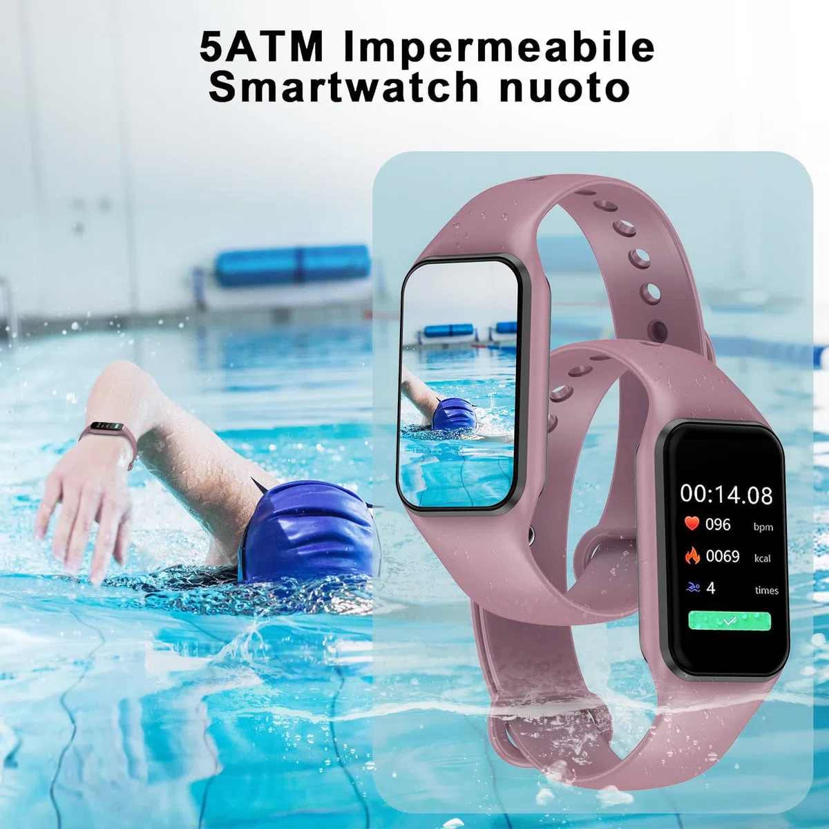 Smartwatch Donna, Orologio Fitness Cardiofrequenzimetro Orologio Fitness/SpO2/Sonno/Contapassi, Notifiche Smart Watch Activity Tracker per iOS Android (2 Cinturini)