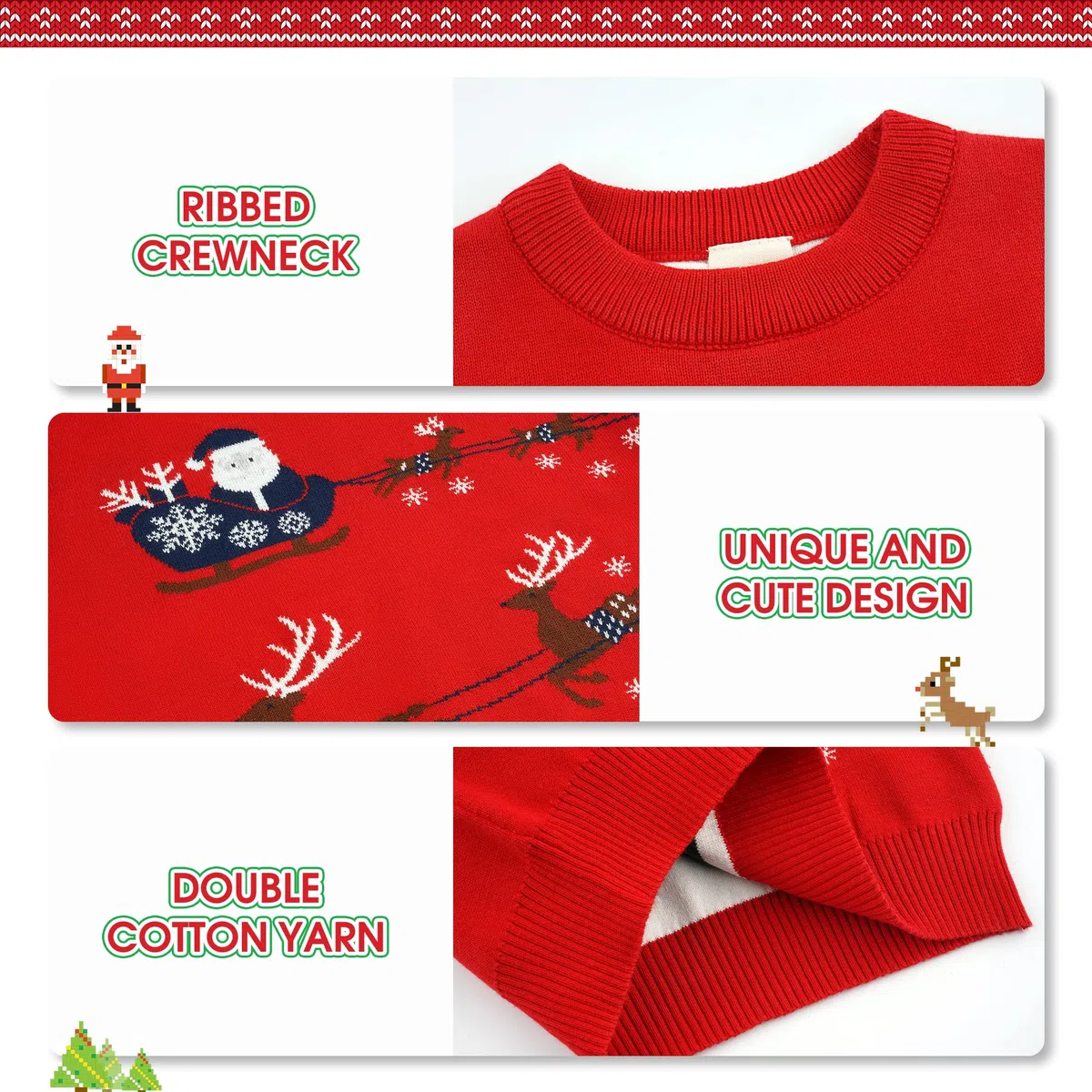 Ragazzi Natale Pullover a Maglia Dinosauro Manica Lunga Tops Pullover Inverno T-Shirt a Maniche Lunghe 2-6 Anni