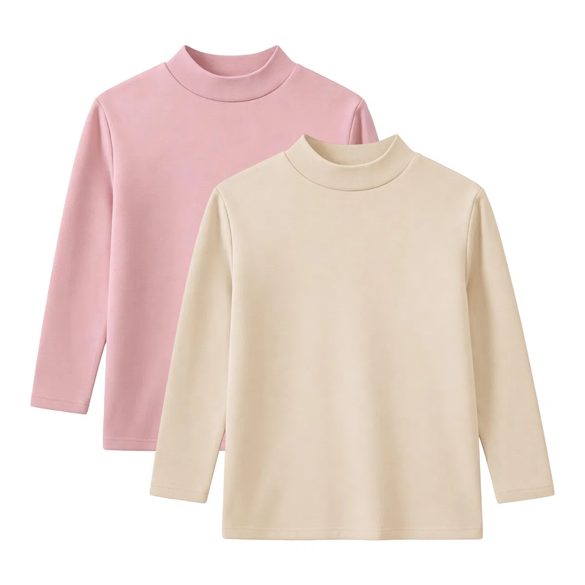 Rolanko Maglietta a Maniche Lunghe per Ragazze, Termiche Basiche Maglie in Pile Canottiera a Collo Alto per Bambini 2 Confezioni