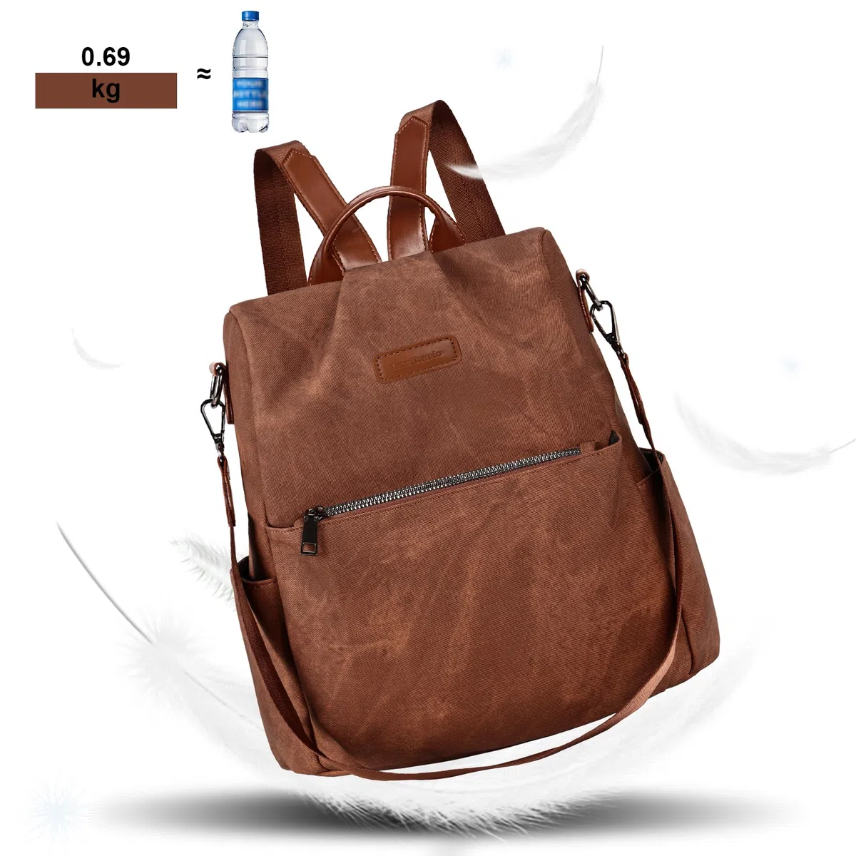 Leathario Zaino Da Donna Antifurto e a Prova di Spruzzi, Zainetto Multifunzionale in Pelle Vegana, Borsa Casual ed Moda per Viaggio, Scuola, Lavoro, Shopping, Visite e Università