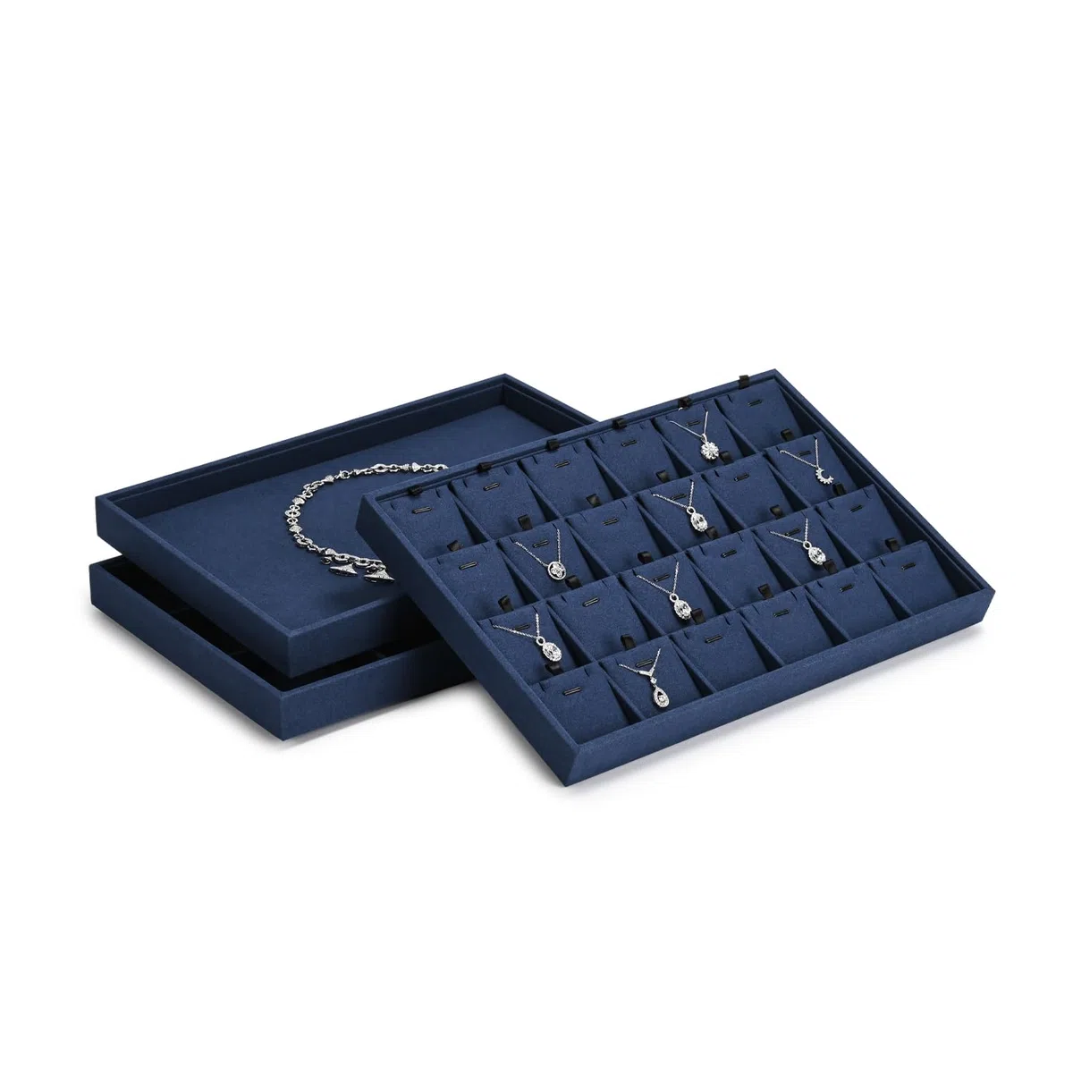 Oirlv Blu Microfibra Gioielli Vassoi Piatti Anello Collana Orologio Organizzatore Vassoi Display