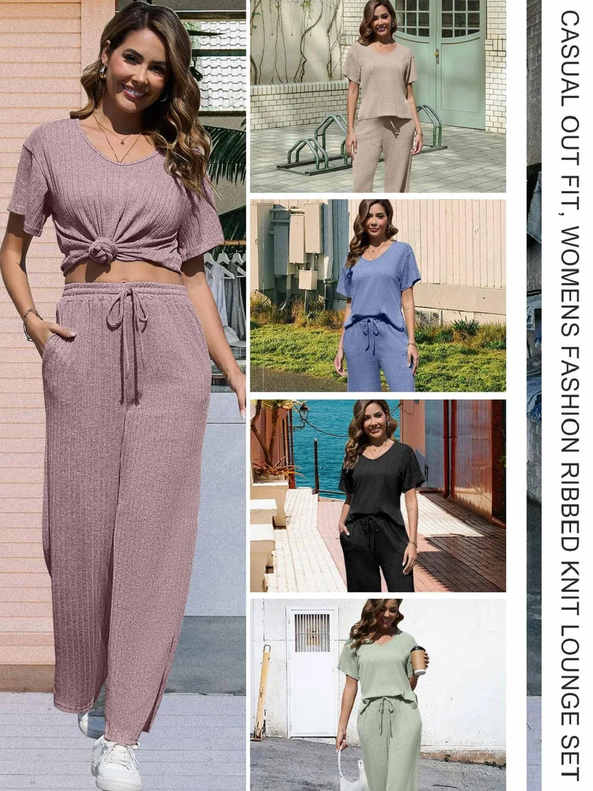 CheChury Completo Sportiva Tuta Donna 2 Pezzi Estiva - T-Shirt e Pantaloni Casual da Jogging Elegante per Ginnastica, Training, Casa, Fitness, Pigiama