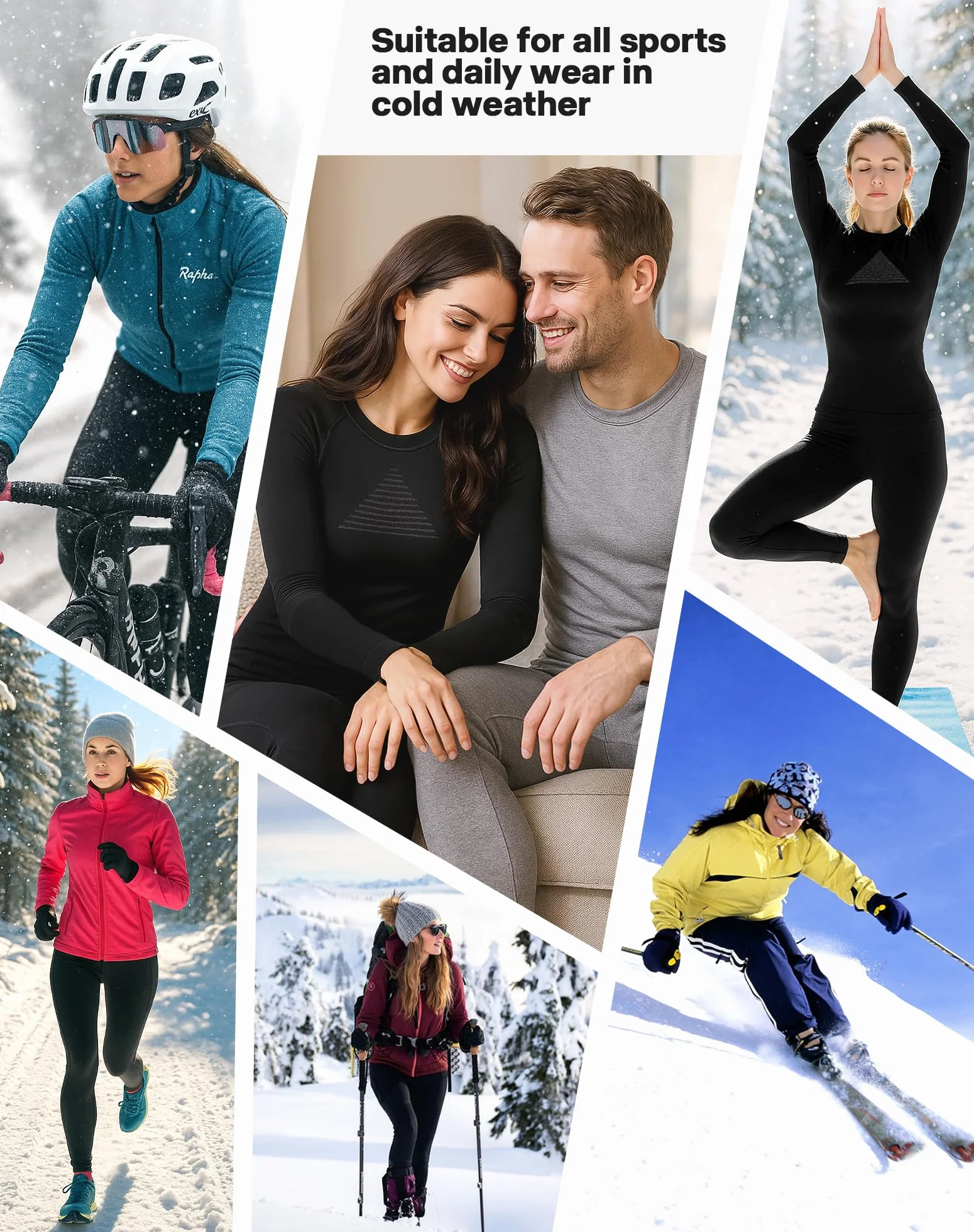 EIISSION Intimo Termico Donna Manica Lunga Invernali Maglia Leggins Pantaloni Termici Completo Sportivo Sci Tuta Intera Biancheria Termica Vestiti Sottomaglia Termiche