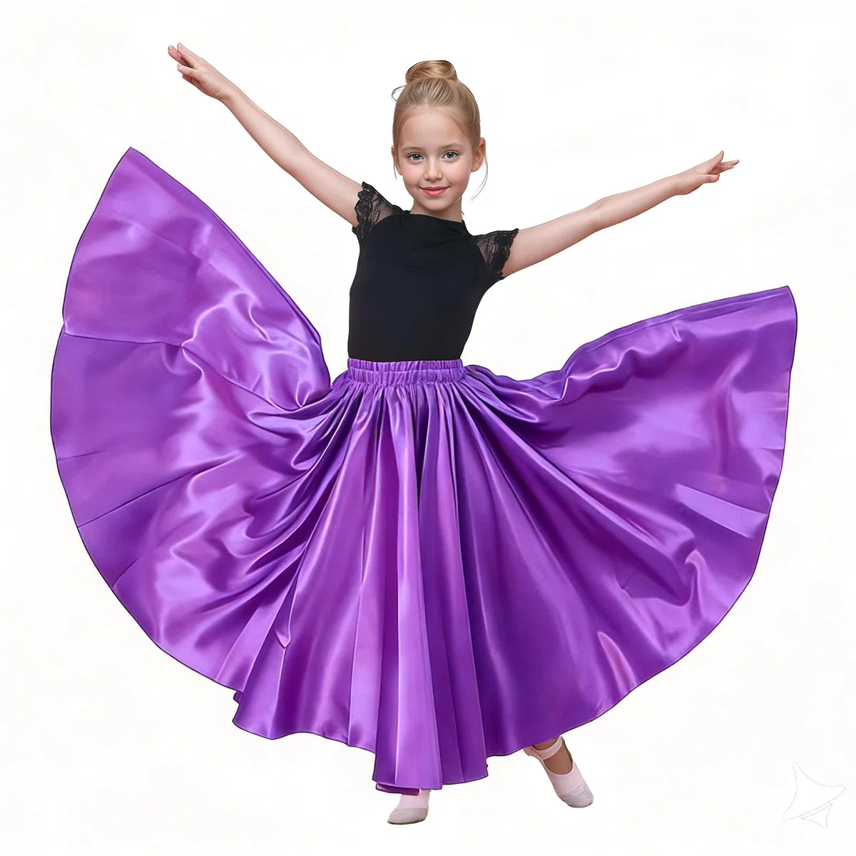 Baisdan Gonna per Danza del Ventre per Ragazze, Gonna Lunga in Raso Cerchio Completo per Danza del Ventre, Costume da Ballo Flamenco