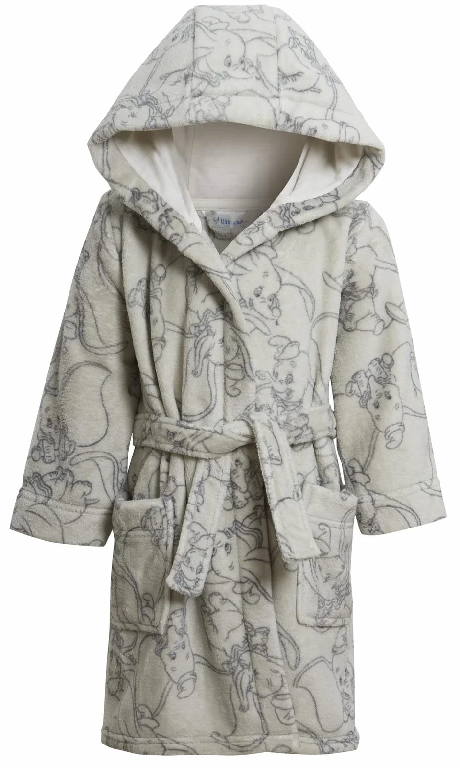 Disney Dumbo - Vestaglia per bambini con cappuccio, motivo: elefante grigio, unisex, in pile, Grigio