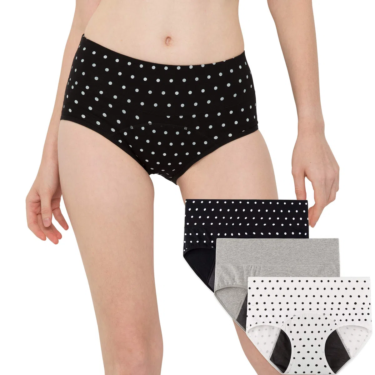 INNERSY Mutande Assorbenti Donna Vita Alta Slip Cotone Ciclo Mestruale Intimo Post Parto Pacco da 3