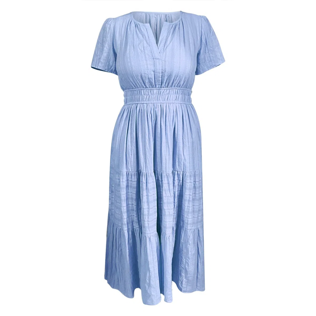 Maxi abito da donna Flowy 2025 alla moda a maniche corte con scollo a V prendisole estive a trapezio con punto smock swing abiti lunghi da spiaggia