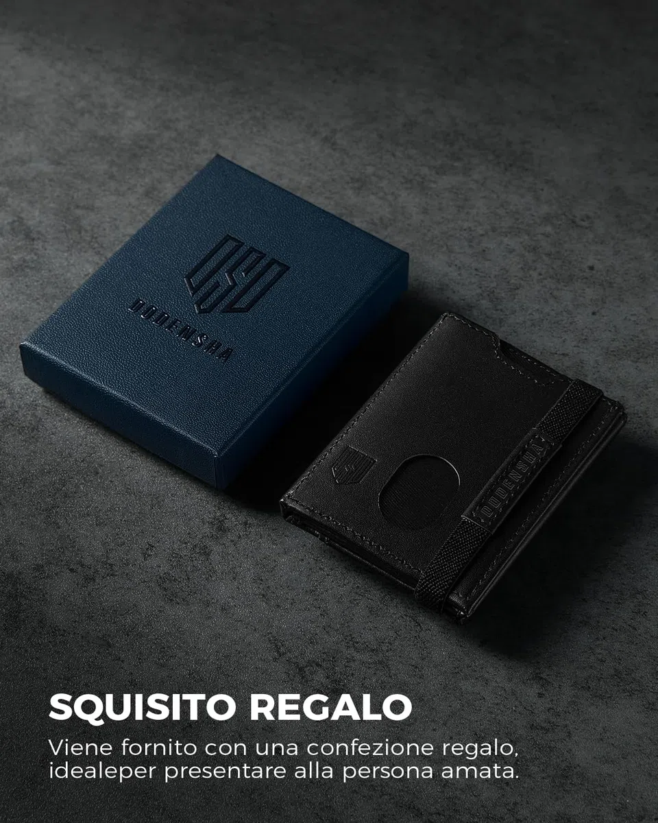 DODENSHA Portafoglio Uomo Piccolo Sottile | Porta Carte Credito | Portafoglio uomo con Portamonete XL | Portafoglio con Blocco RFID | 2 Porta Banconote e 7 Fessure per Carte e Slot ID | Nero-Upgrade