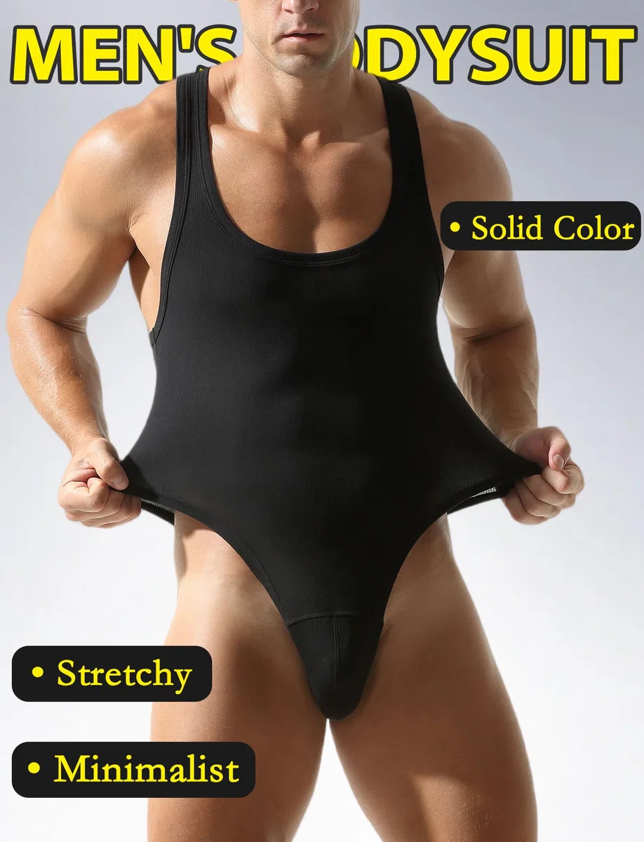 FEOYA Body da uomo senza maniche, tuta da uomo, elastico, leggero, a compressione, biancheria intima wrestling singlets