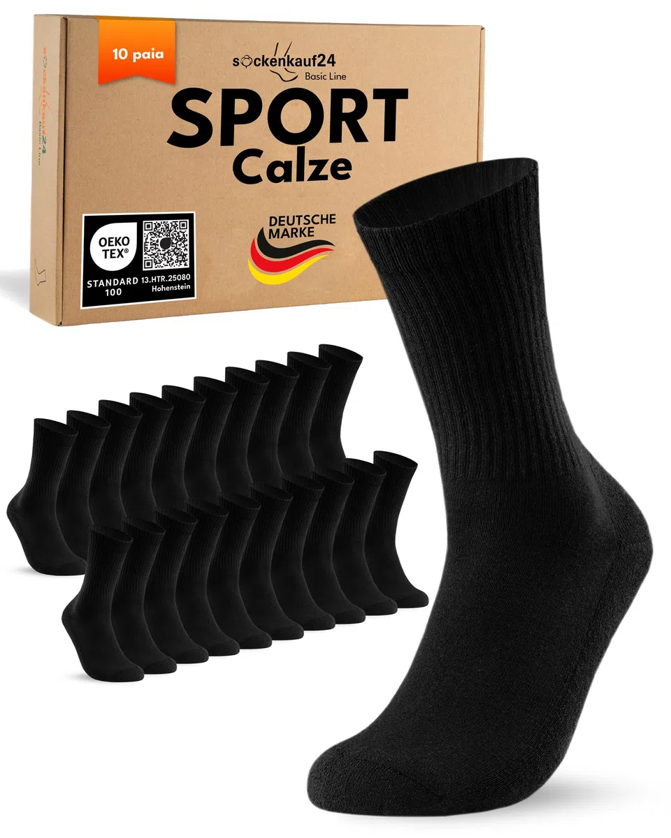 sockenkauf24 10 Paia Calze Sportive Uomo Donna Calzini Tennis Spugna Rinforzati Crew Socks