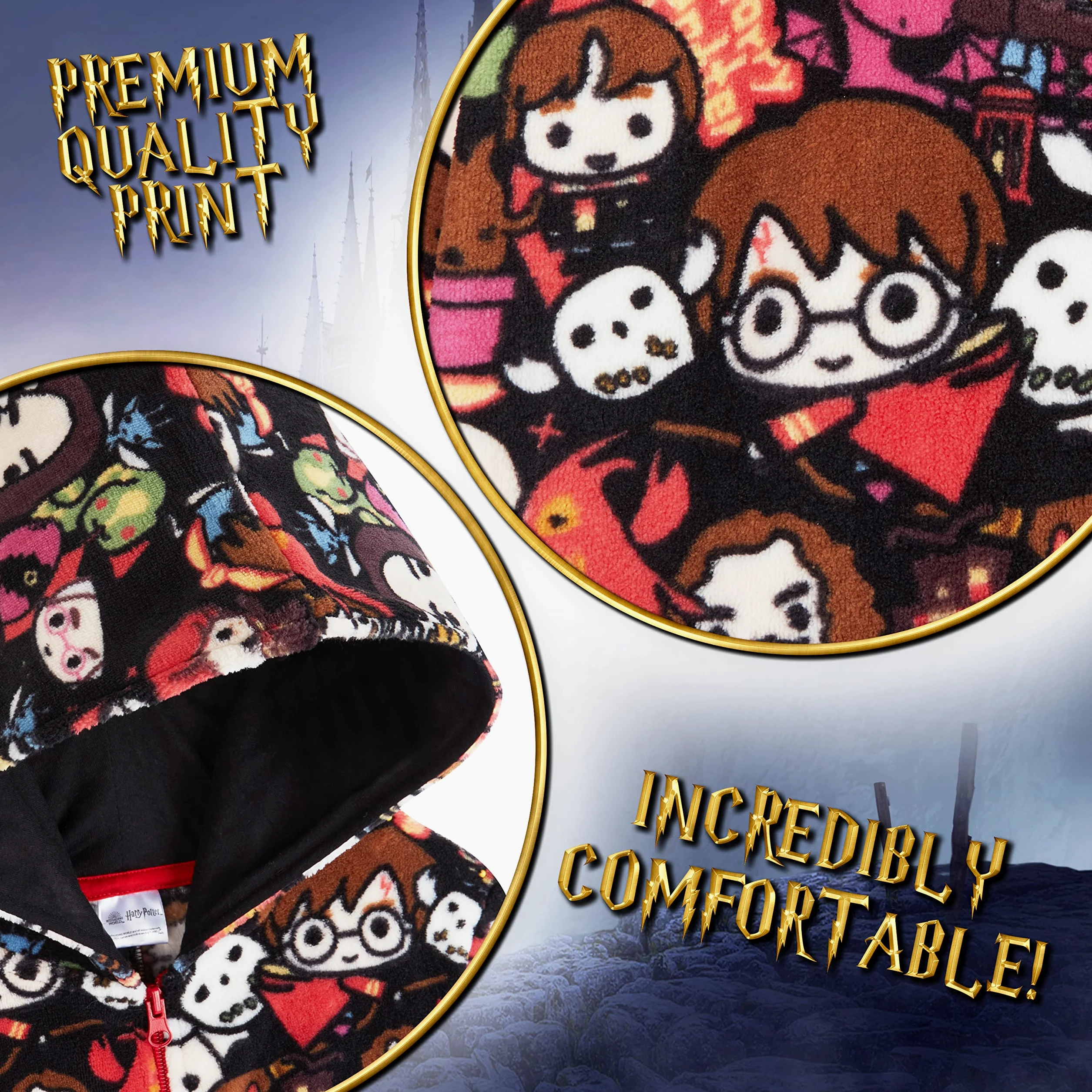 Harry Potter Pigiama Intero Bambina Pigiamone in Pile Morbido