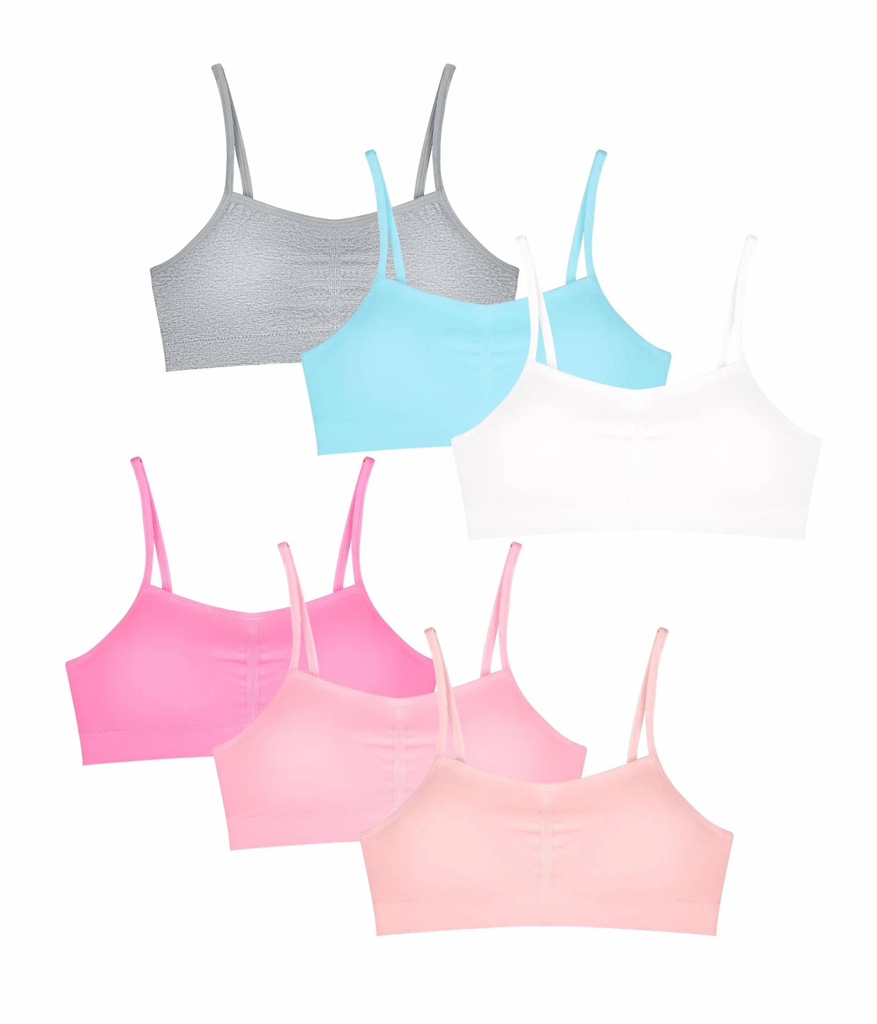 POWER FLOWER Reggiseni Sportivi da Corsa per Ragazze Senza Cuciture con Cuscinetti Rimovibili Reggiseno Sportivo per Ragazze Multicolore con Spalline per 8-14 Anni